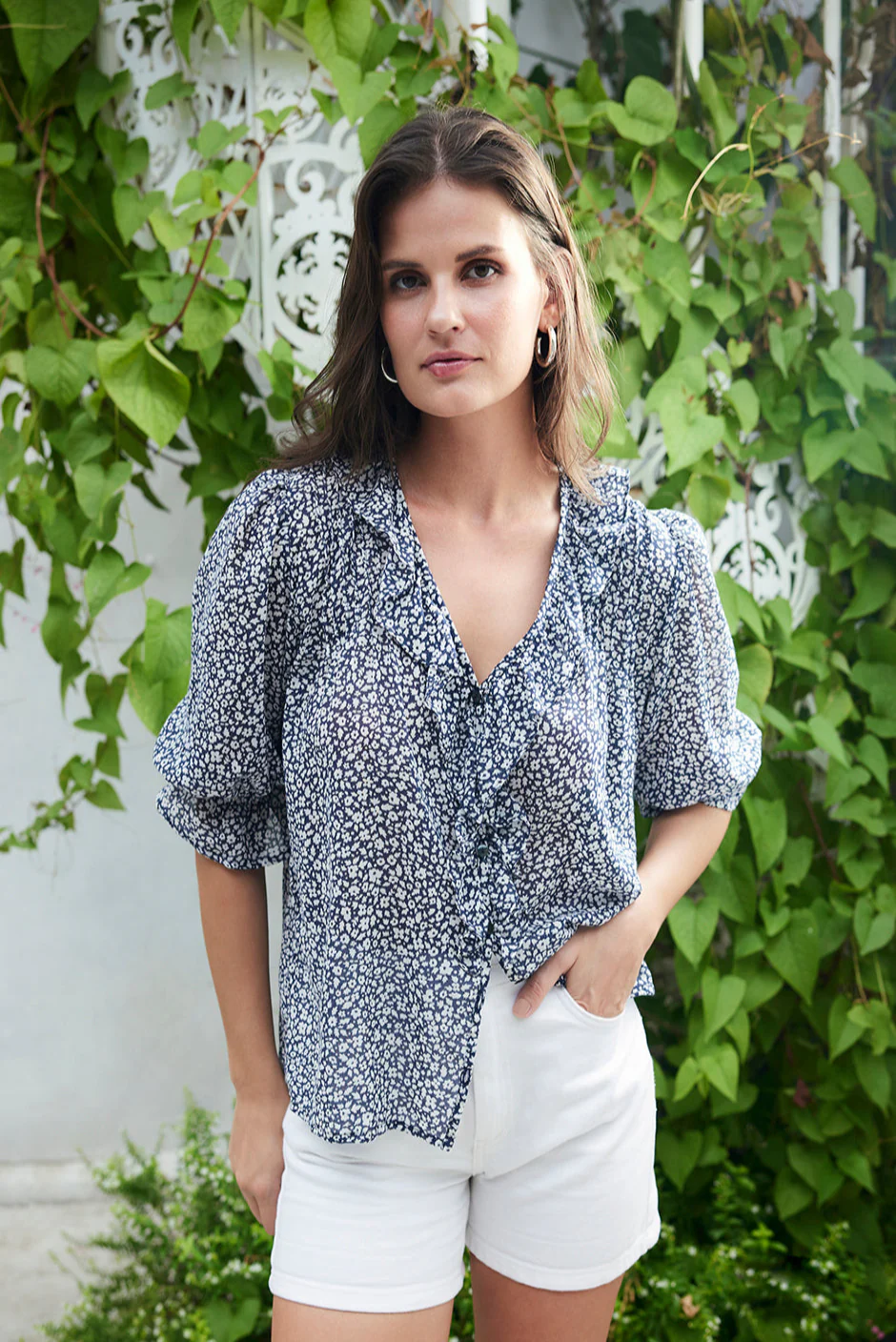 Chloe Shirt in Navy Vintage Bloom
