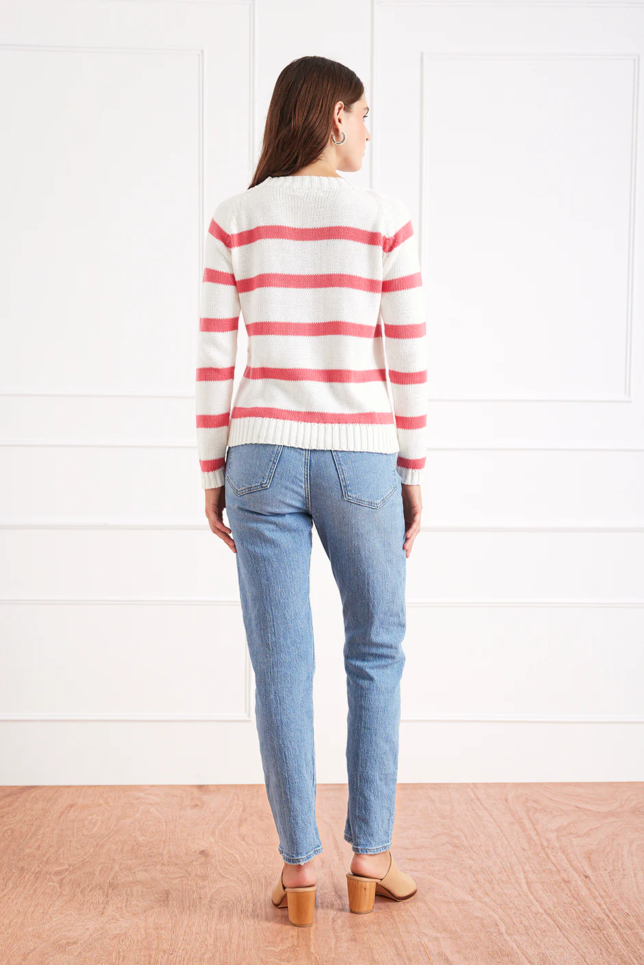 Stripe Sloane Crewneck in Raspberry