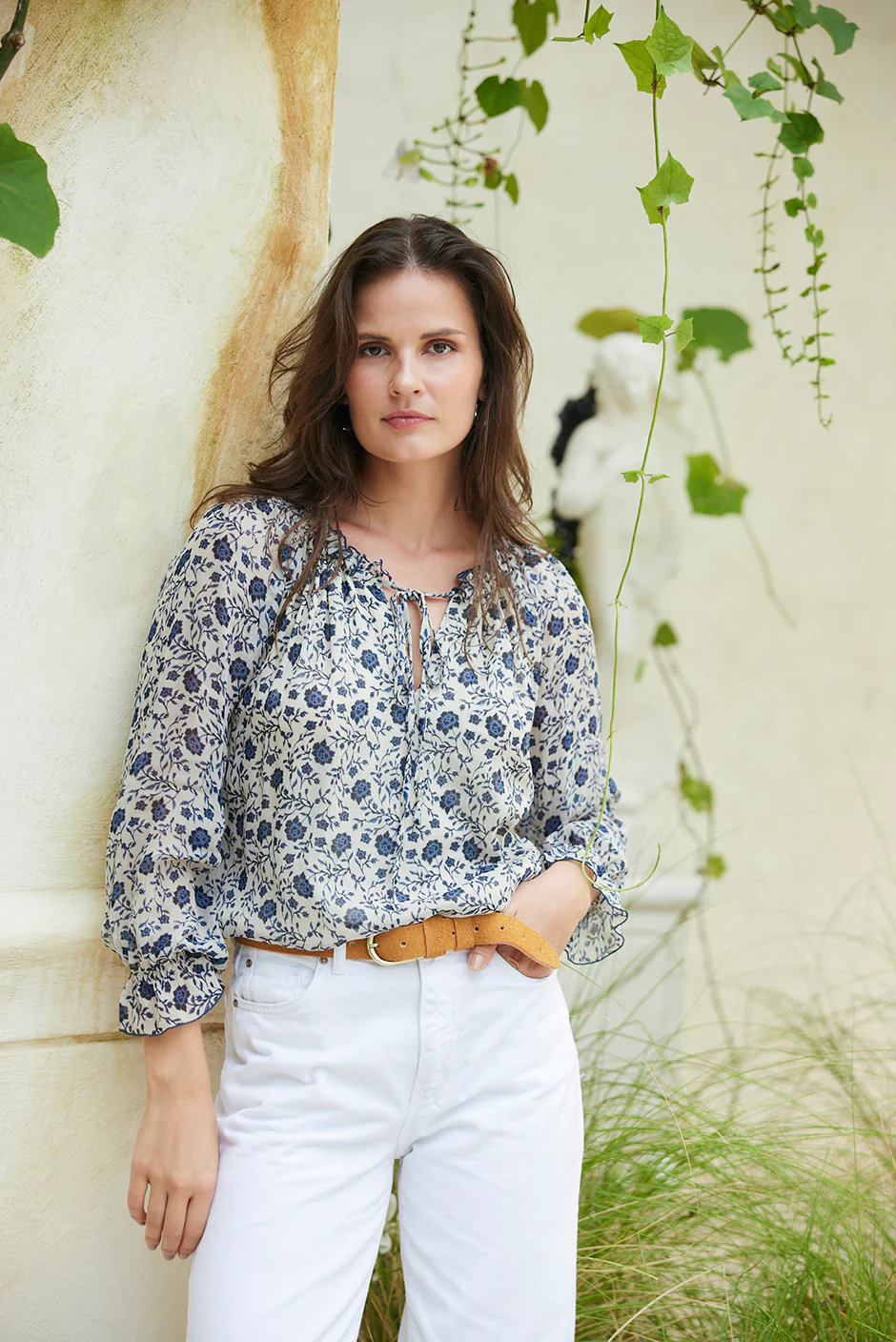 Esme Top in Sapphire Vines