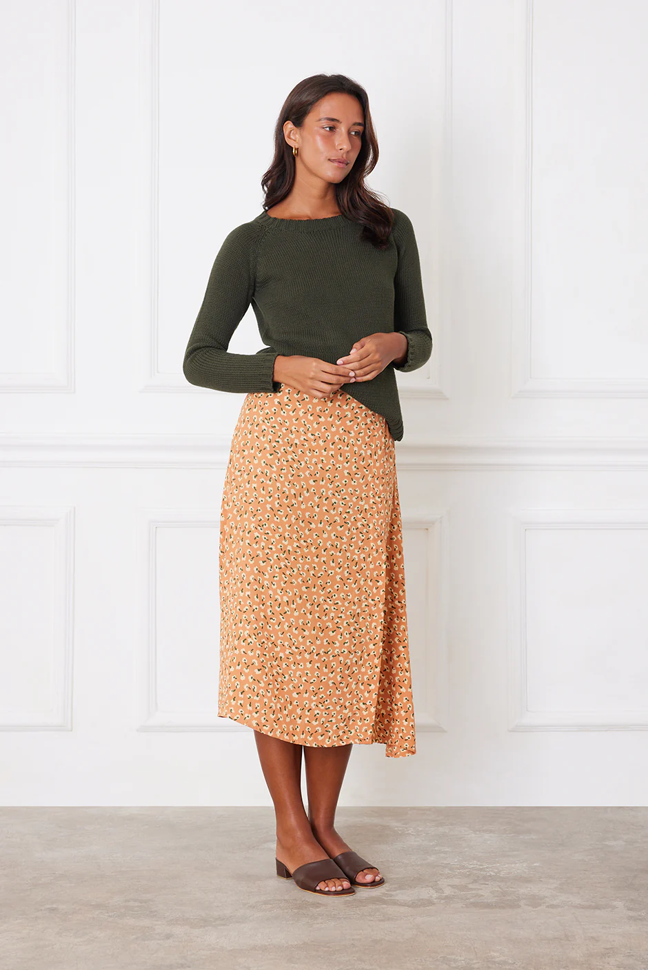 Avery Skirt in Chai Ditsy