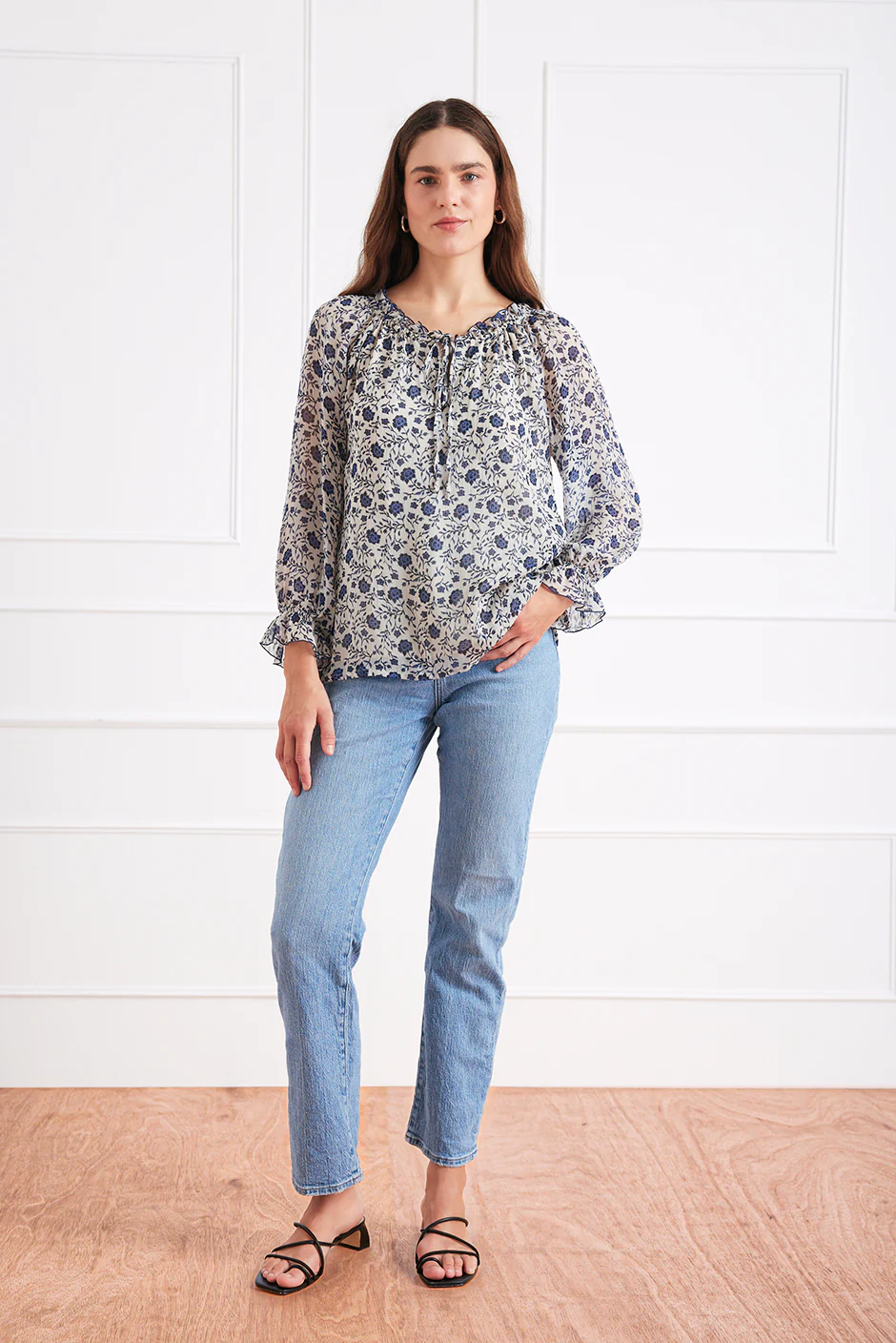 Esme Top in Sapphire Vines