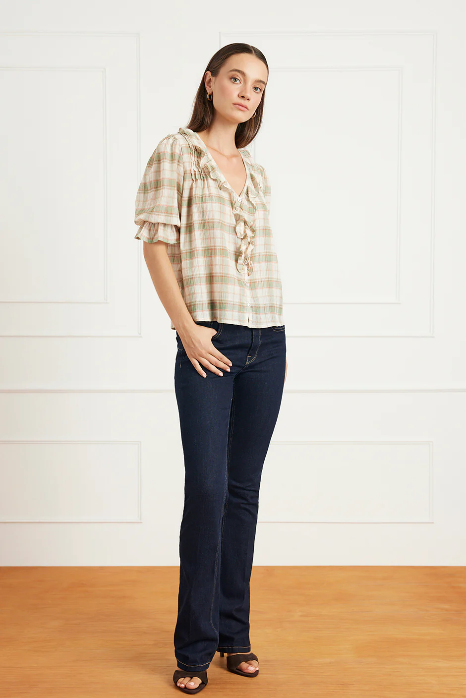 Chloe Shirt in Olive Plaid