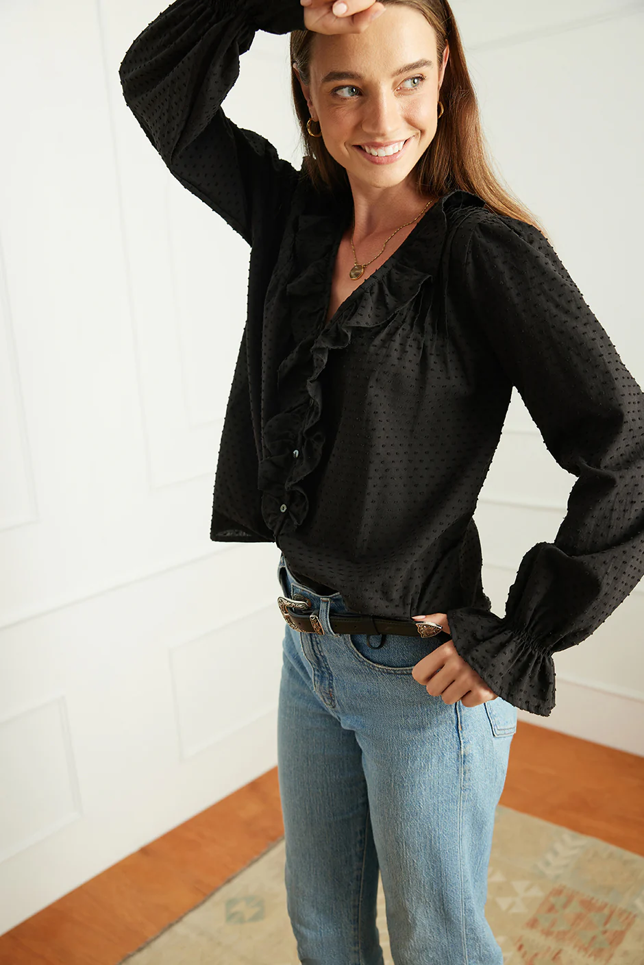 Long Sleeve Chloe Shirt in Black