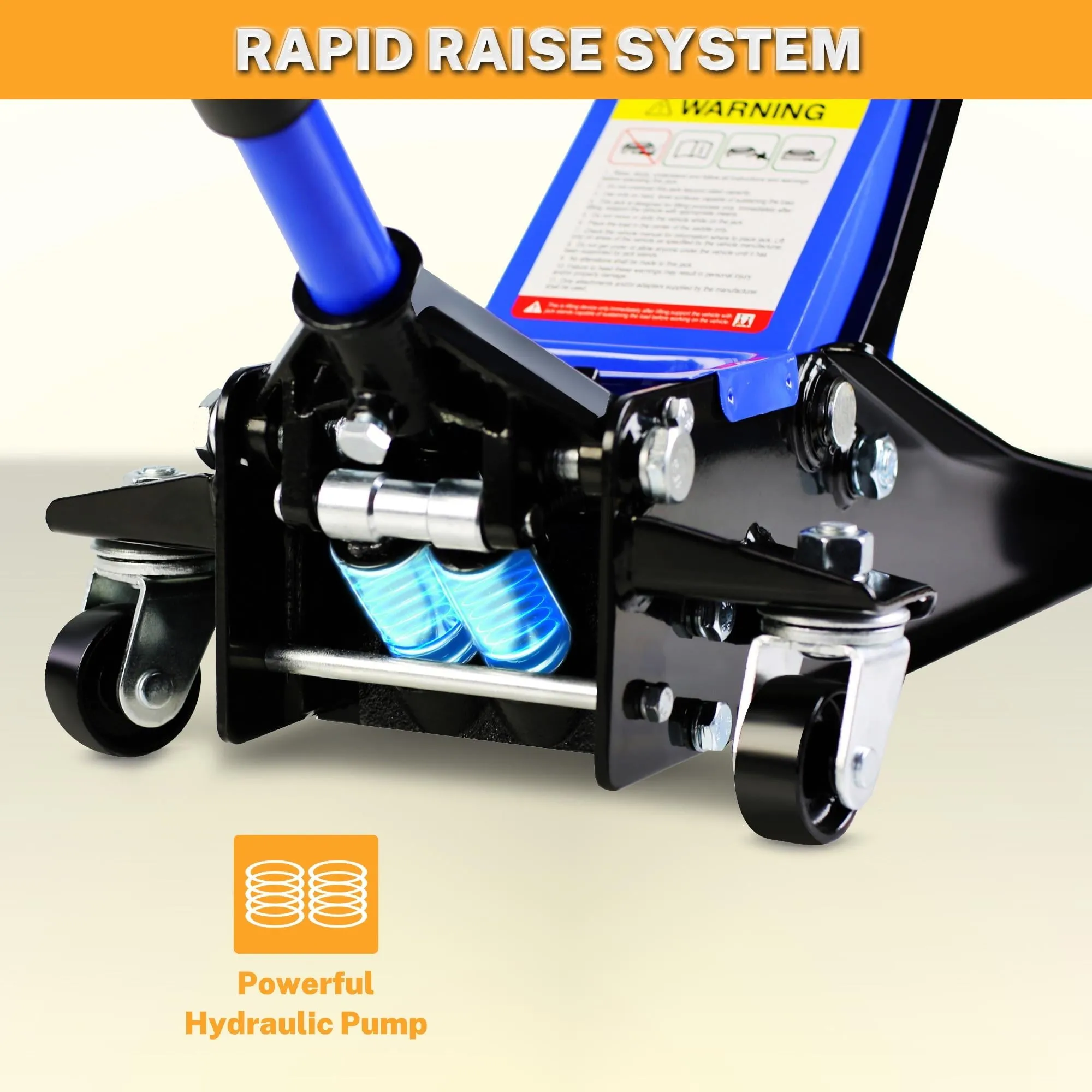 4-Ton Floor Jack, Low Profile Car Jack, Heavy-Duty Trolley Jack Car Lift with Dual Pump Pistons, Lifting Range 4