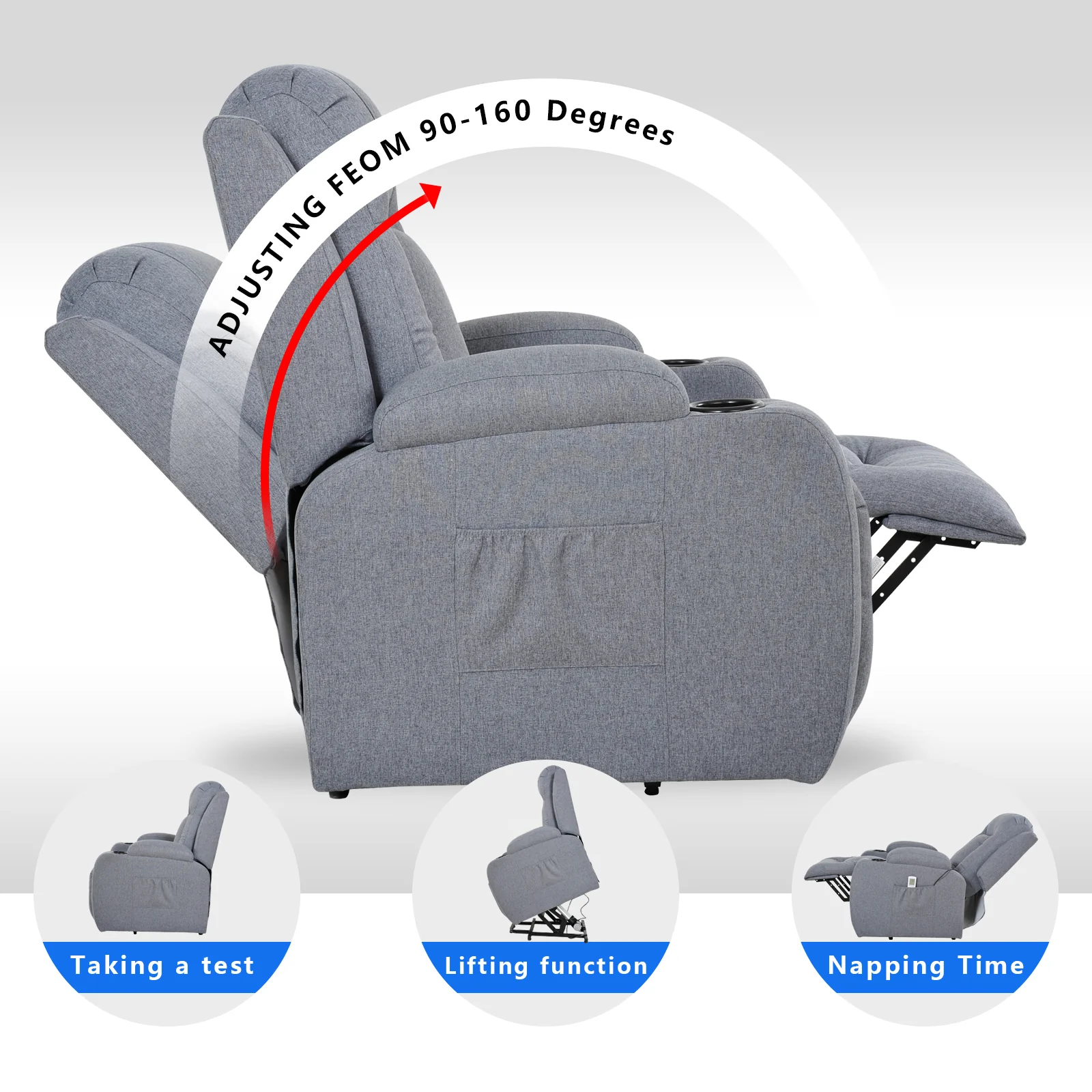 Power Lift Recliner 8 Point Massage Chair Heating