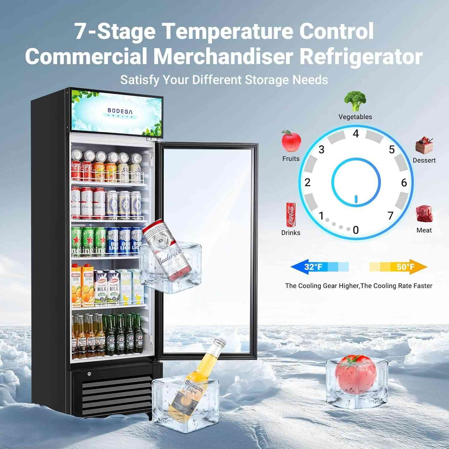 Commercial Glass Door Display Refrigerator Merchandiser 11.3 Cu. Ft
