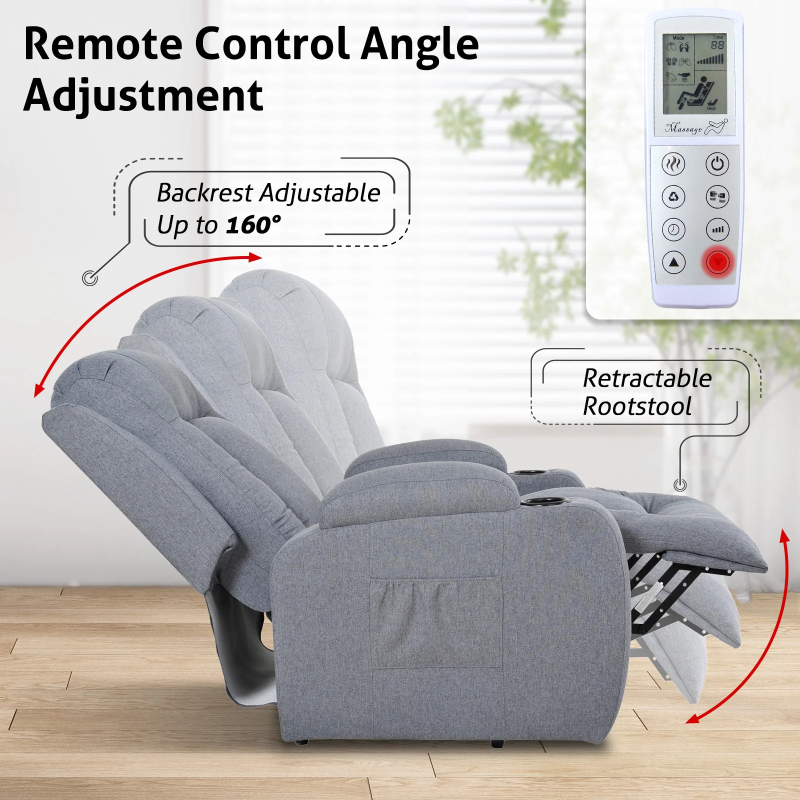 Power Lift Recliner 8 Point Massage Chair Heating