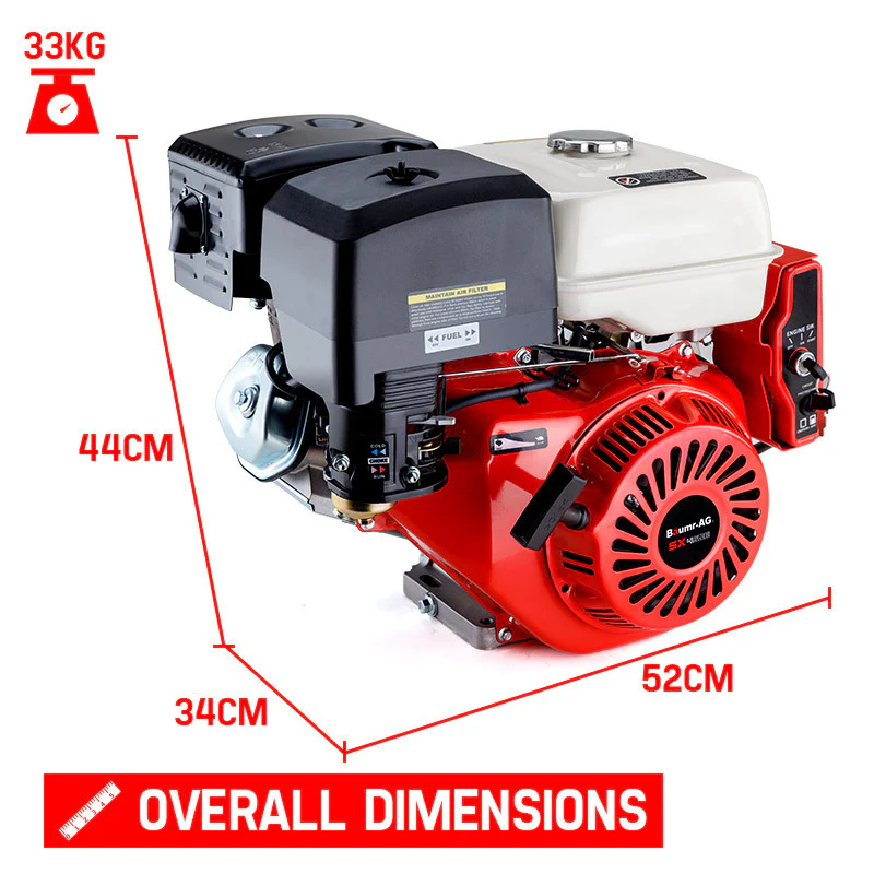 Baumr-AG 16HP Stationary Engine Petrol Direct Ignition OHV 4-Stroke Electric Recoil Start