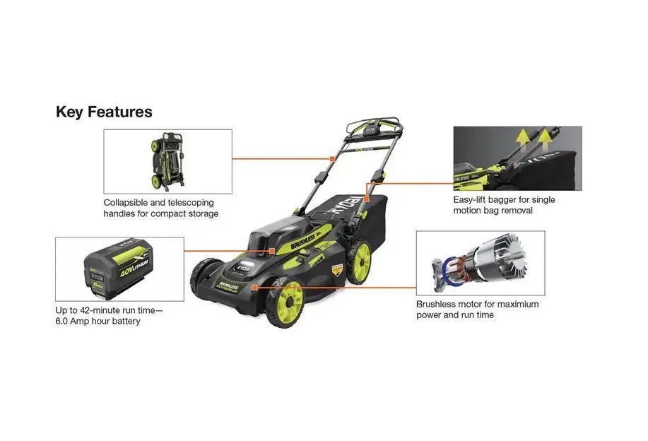 RYOBI 40V Brushless 20 in. Cordless Walk Behind Self-Propelled Lawn Mower with 6.0 Ah Battery & Charger