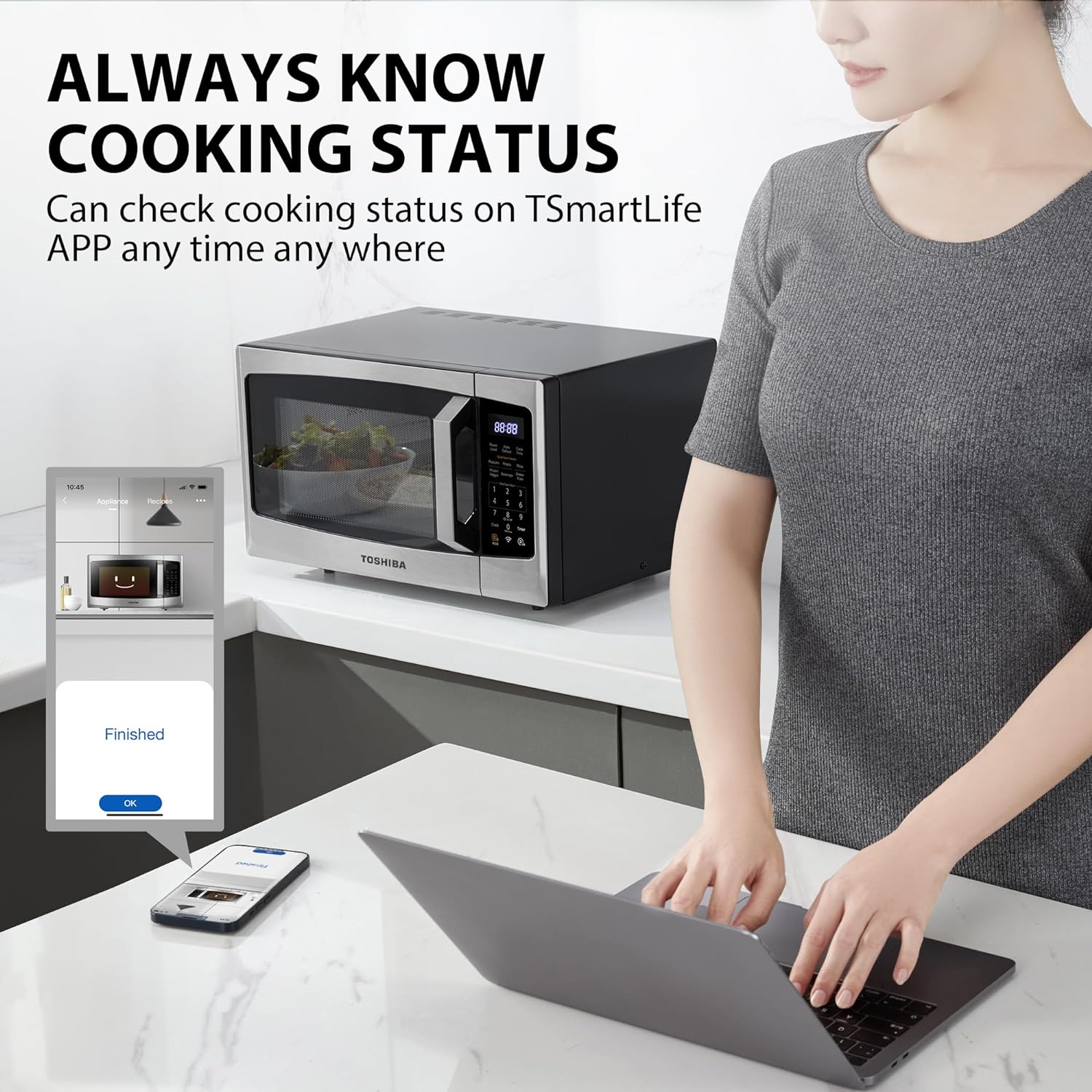 TOSHIBA 4-in-1 ML-EC42P(SS) Countertop Microwave Oven, Smart Sensor, Convection, Air Fryer Combo, Mute Function, Position Memory 13.6