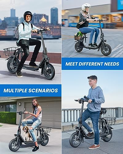 Electric Scooter with Seat, 450W Powerful Motor up to 22 Miles Range