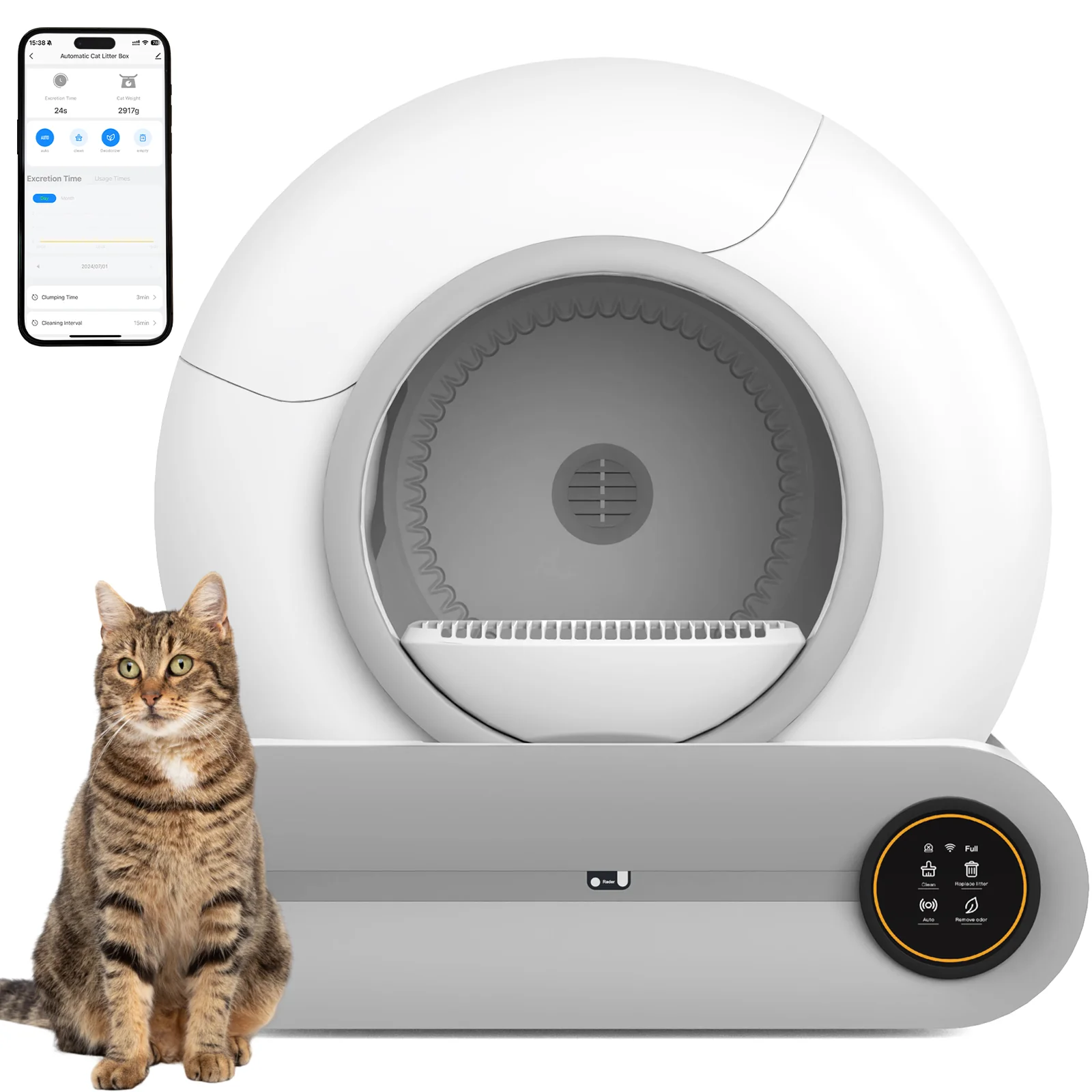 Smart Cat Litter Box Self Cleaning Odor-Removal