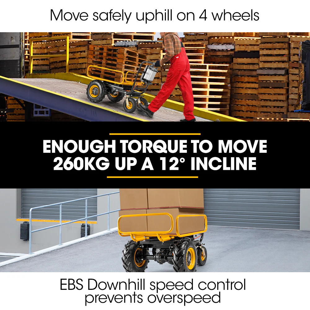 Baumr-AG 40V Battery Powered Material Handling Dumper Wheelbarrow Motorised Electric, 300kg Capacity