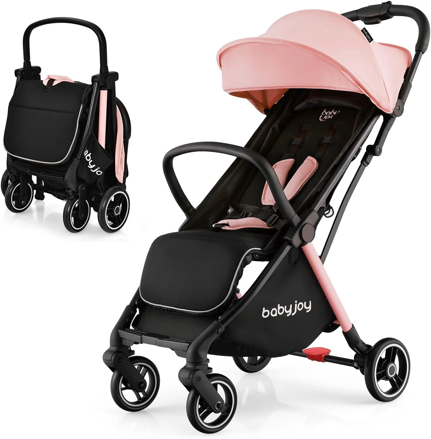 Compact Travel Stroller for Airplane Infant Toddler Stroller w/Adjustable Backrest & Canopy