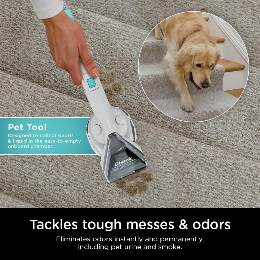 Shark CarpetXpert EX201 Carpet Cleaner, Cyan  C Deep Cleaning with StainStriker, Perfect for Pets, Includes Spot & Stain Remover Tools