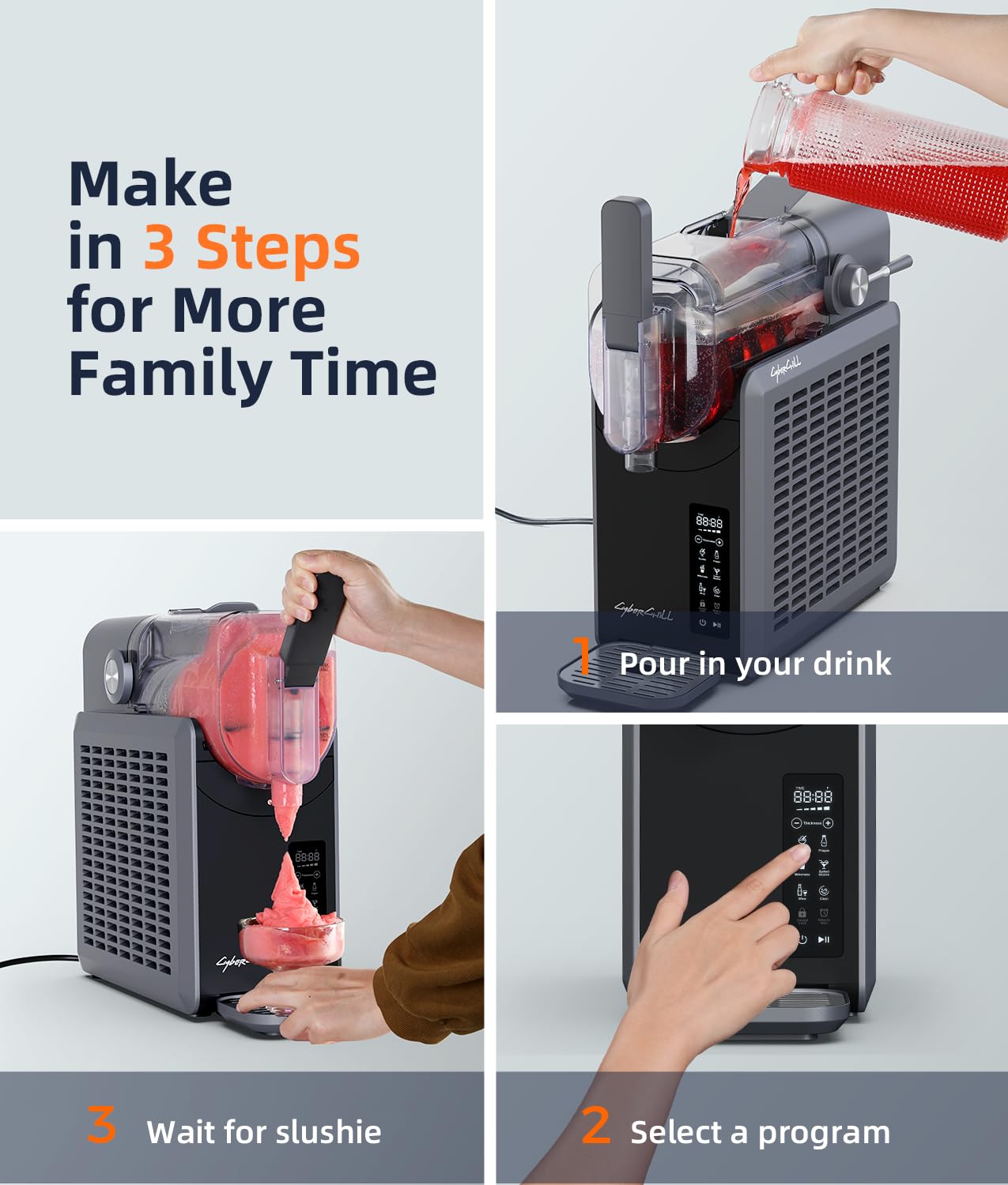 Slushie Machine - Professional Frozen Drink Maker No Ice Needed- 70 oz Slushy Machine for Home with LED Display - One-Touch Reservation & 6 Pre-set Programs for Frozen Margaritas, Frapp��s & Ice Cream