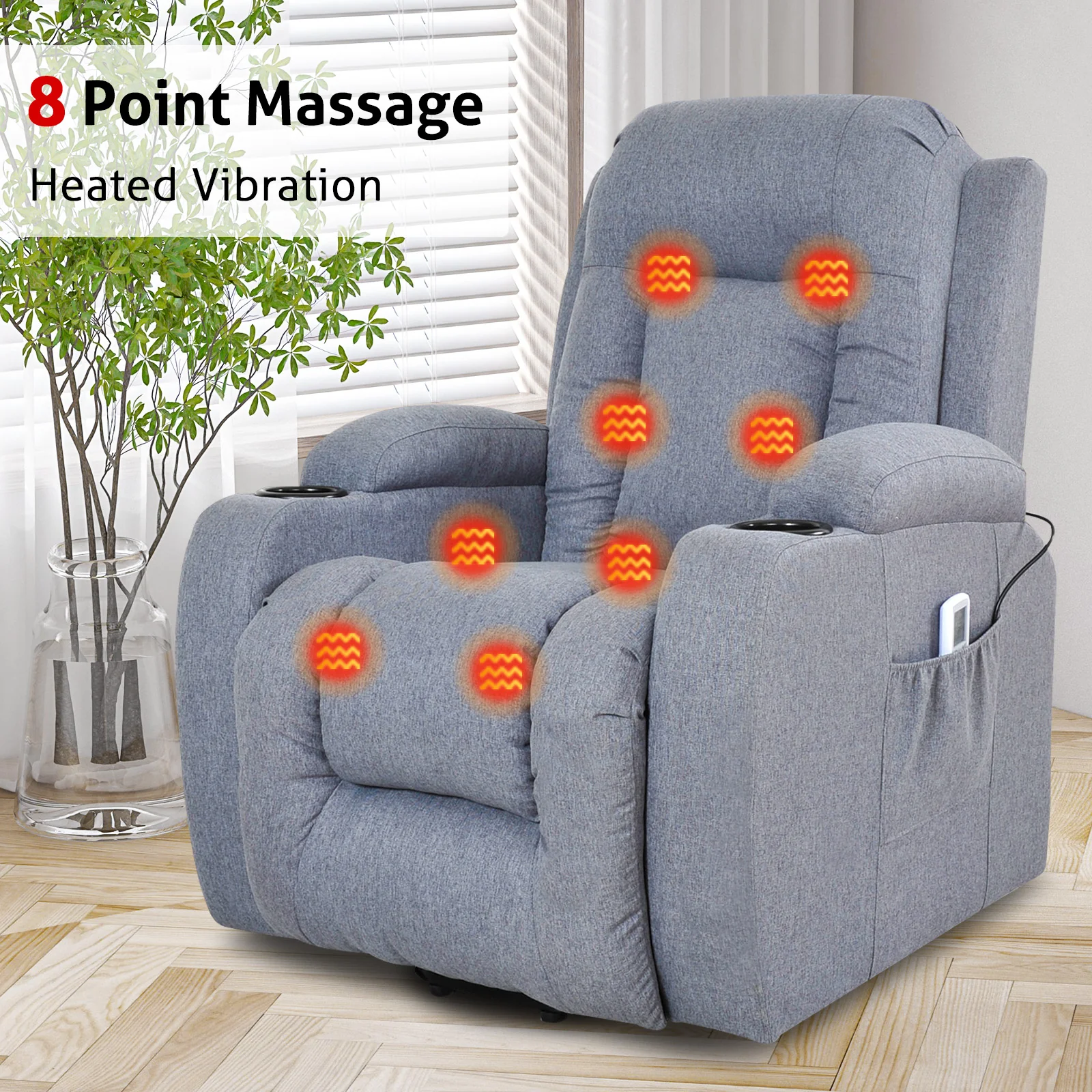 Power Lift Recliner 8 Point Massage Chair Heating