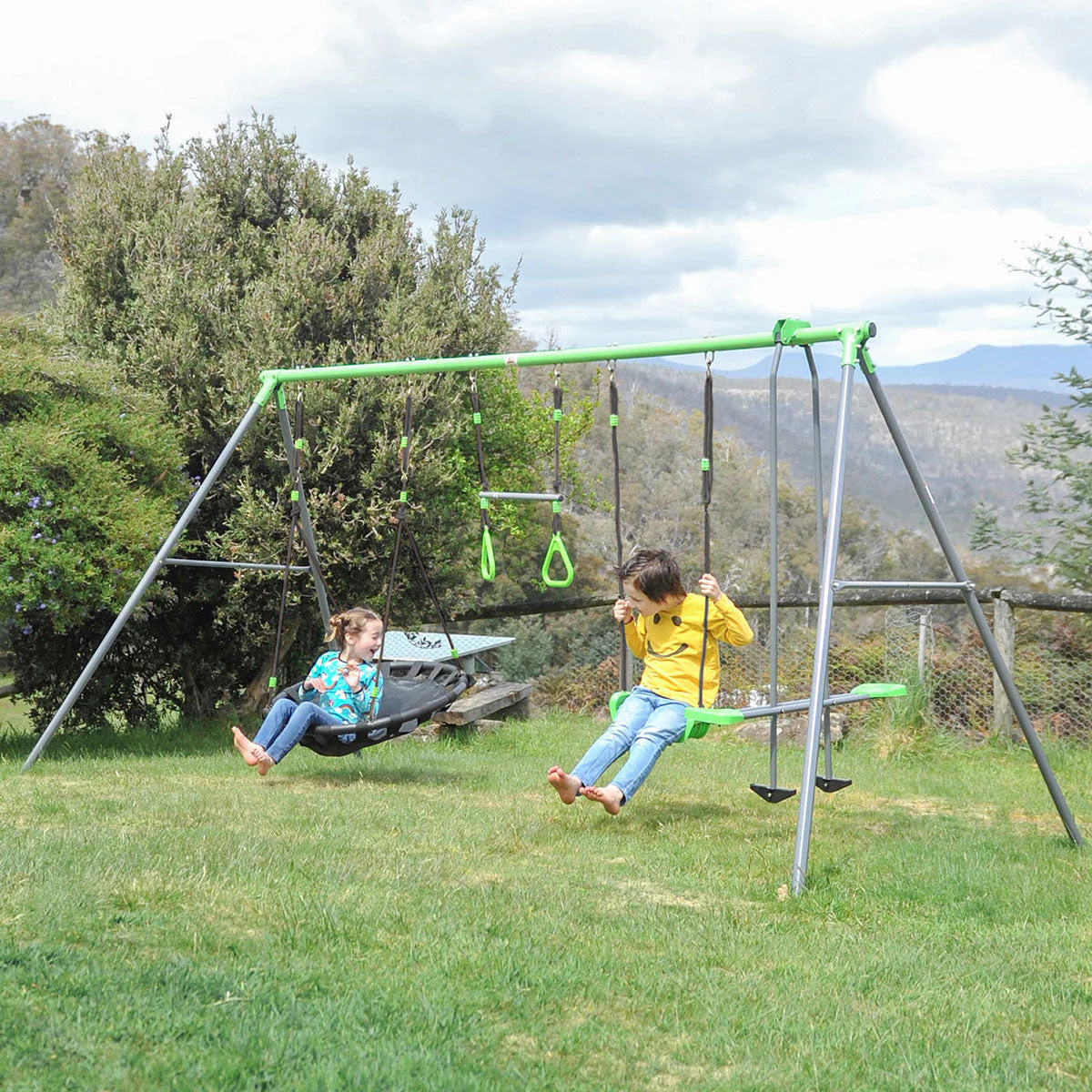 Lifespan Kids Lynx 4 Station Swing Set with Slippery Slide