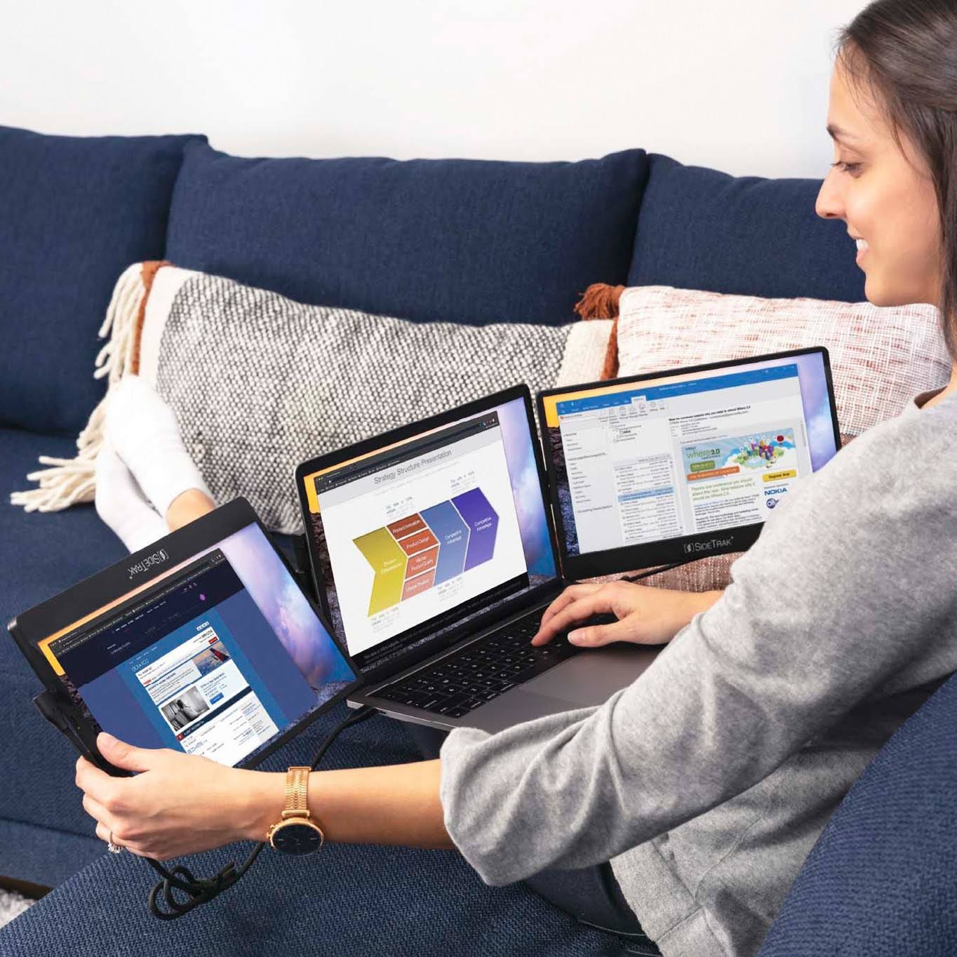 SideTrak Swivel Triple Portable 12.5x22 Monitor 2-Pack - Black 82868419