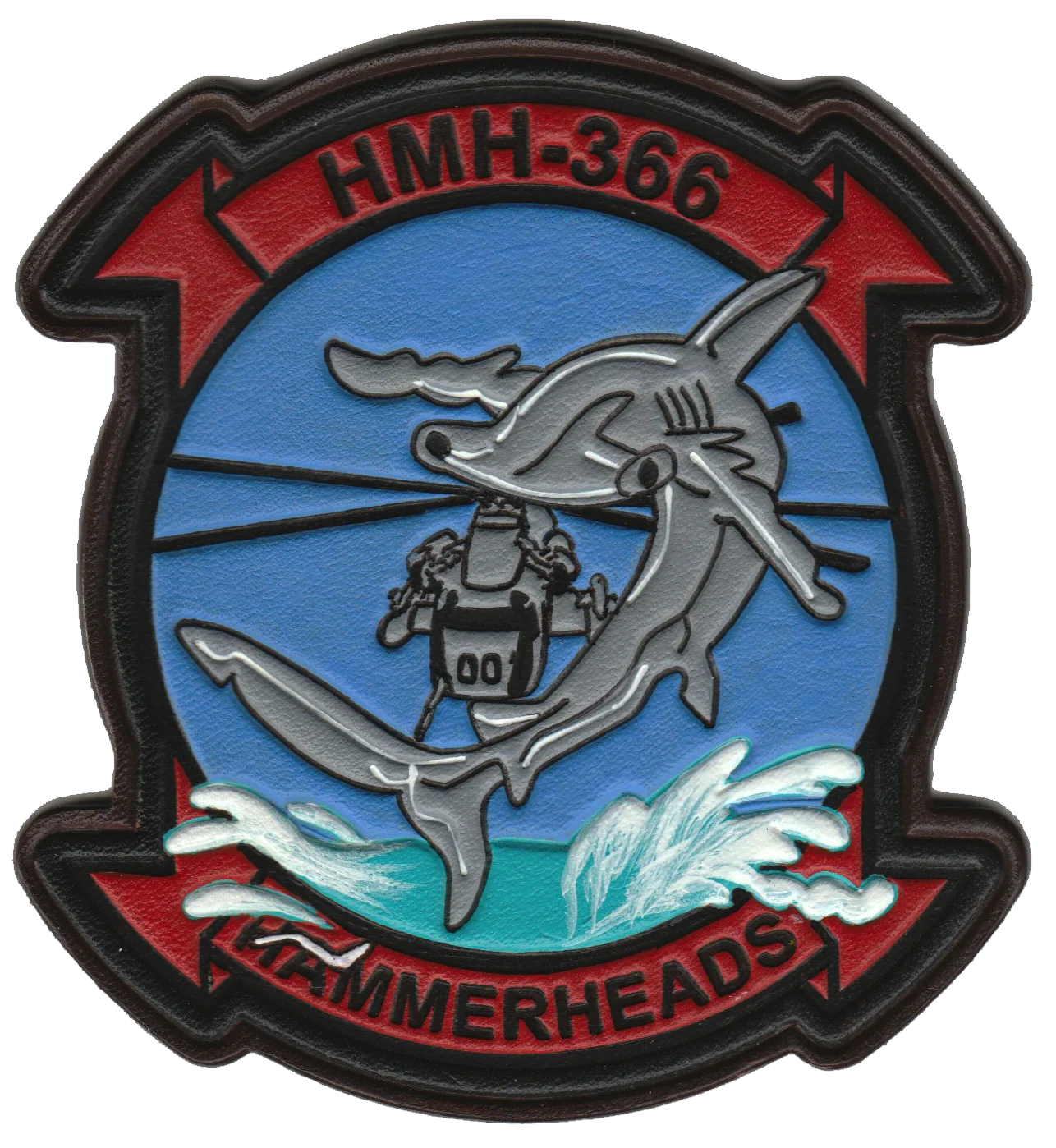 Officially Licensed HMH-366 Hammerheads Hand Painted Leather Patch