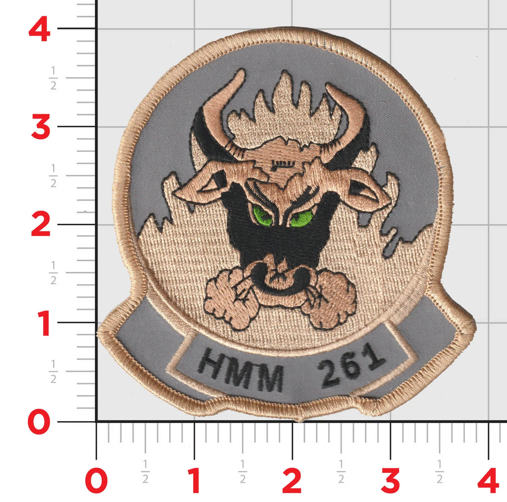 Officially Licensed HMM-261 Raging Bulls 80's tan/blue (green eyes) Patch