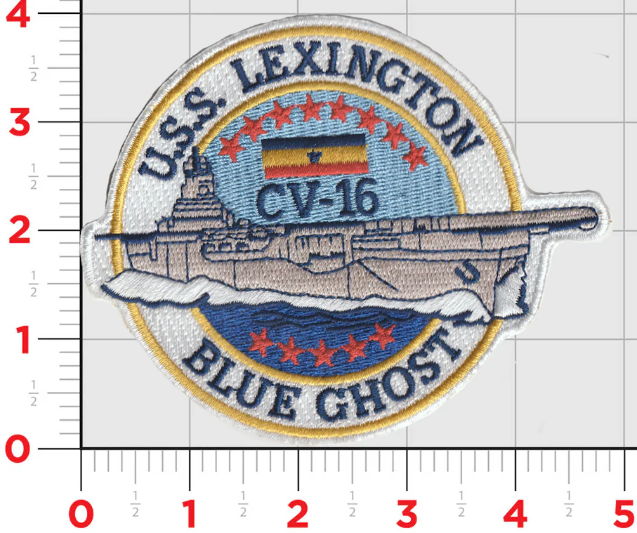 Officially Licensed US Navy USS Lexington CV-16 Blue Ghost Patch