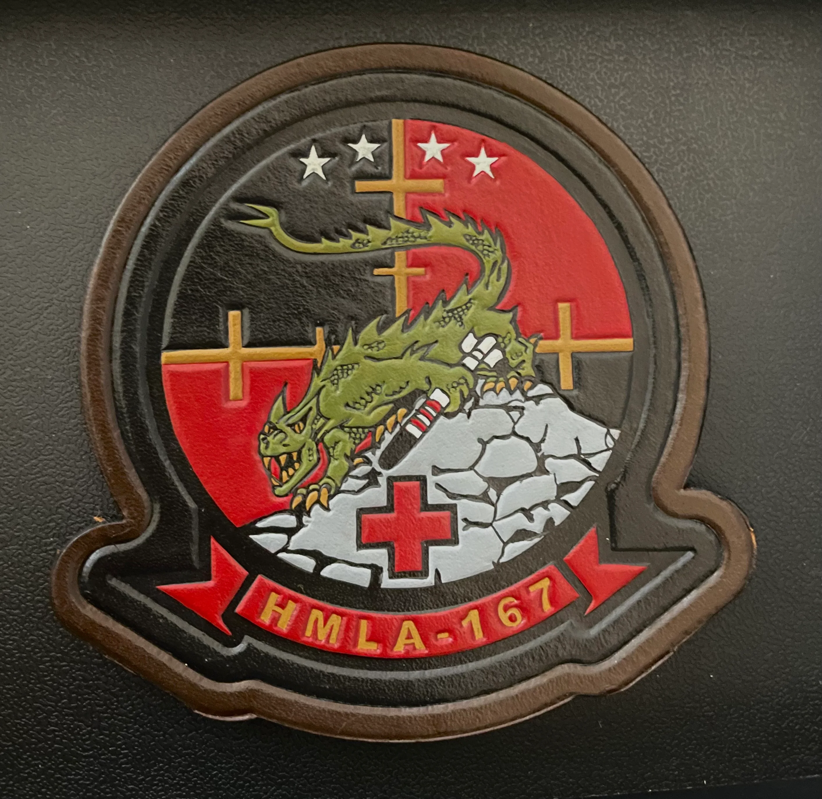 Officially Licensed USMC HMLA-167 Warriors Leather Patches