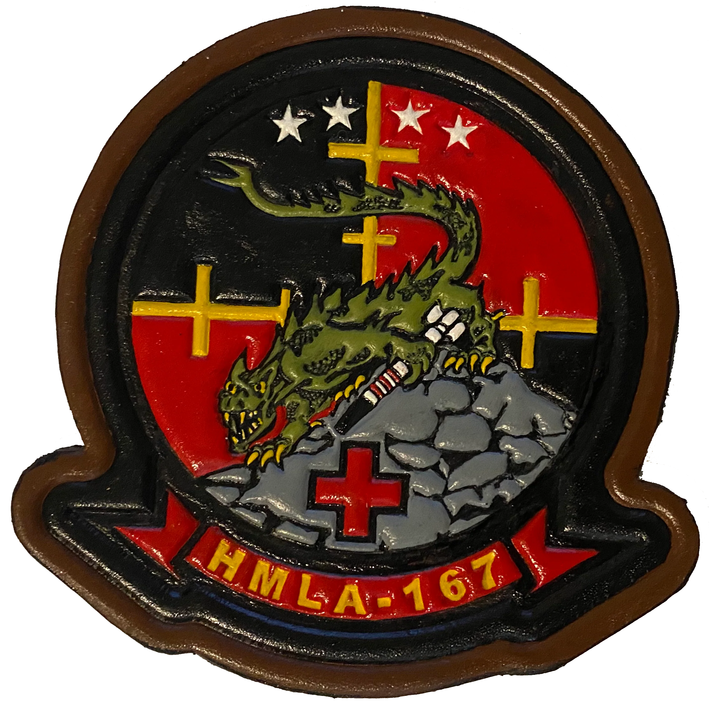 Officially Licensed USMC HMLA-167 Warriors Leather Patches