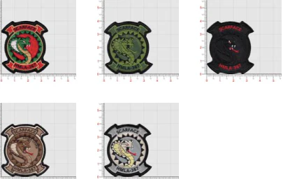 Officially Licensed USMC HMLA-367 Scarface Hover Cover Patches