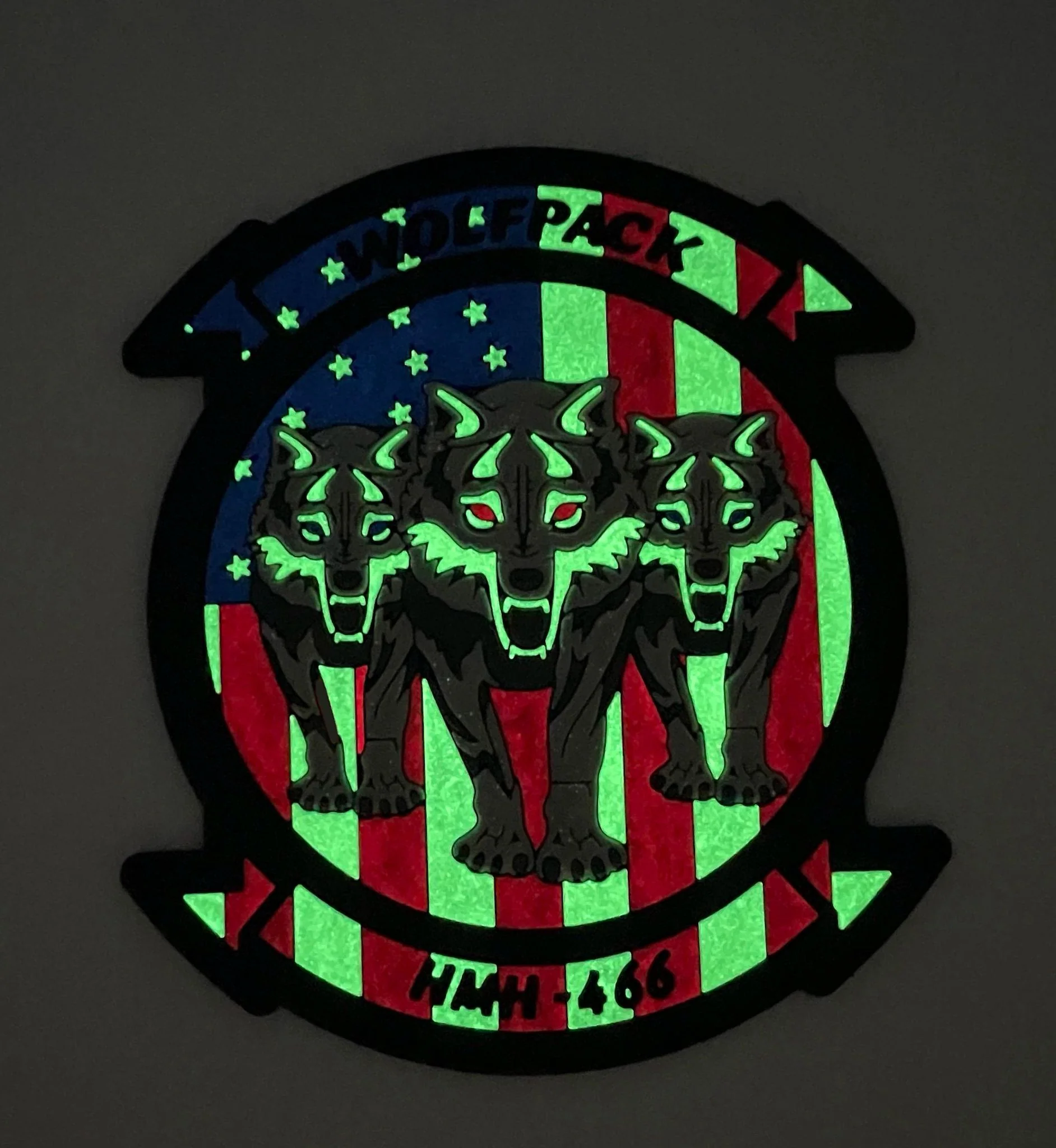 Official HMH-466 Wolfpack 4th of July PVC Glow Patch