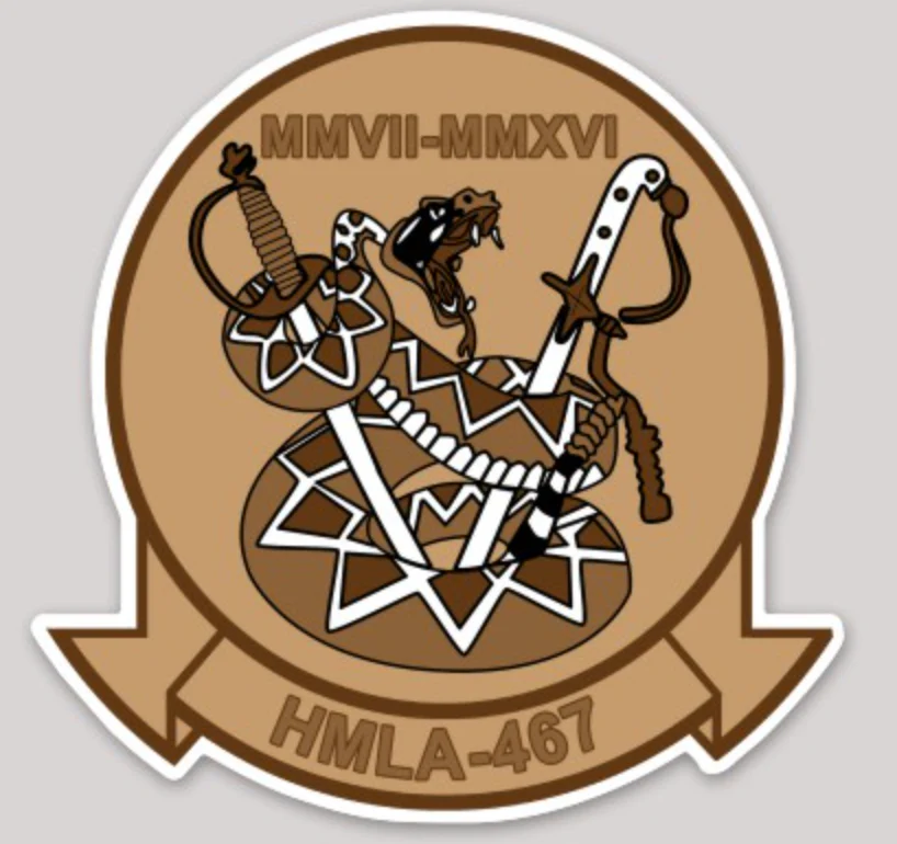 Officially Licensed USMC HMLA-467 Sabers Desert Squadron Sticker