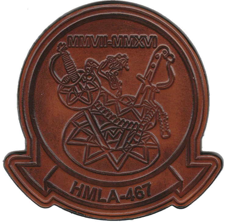 Officially Licensed USMC HMLA-467 Sabers Leather Patch