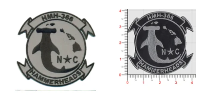 Officially Licensed USMC HMH-366 Hammerheads Black/Gray Patch