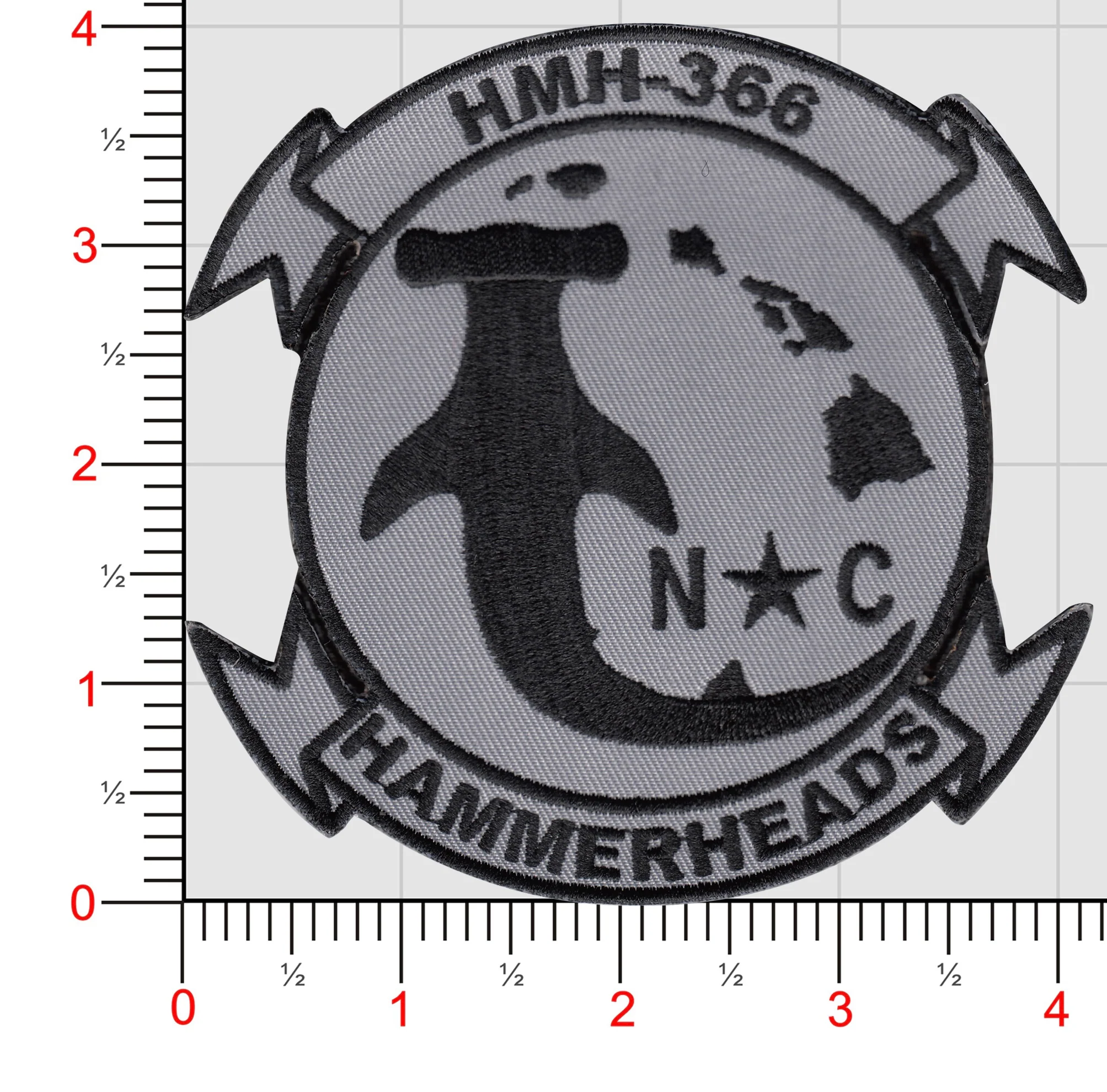 Officially Licensed USMC HMH-366 Hammerheads Black/Gray Patch