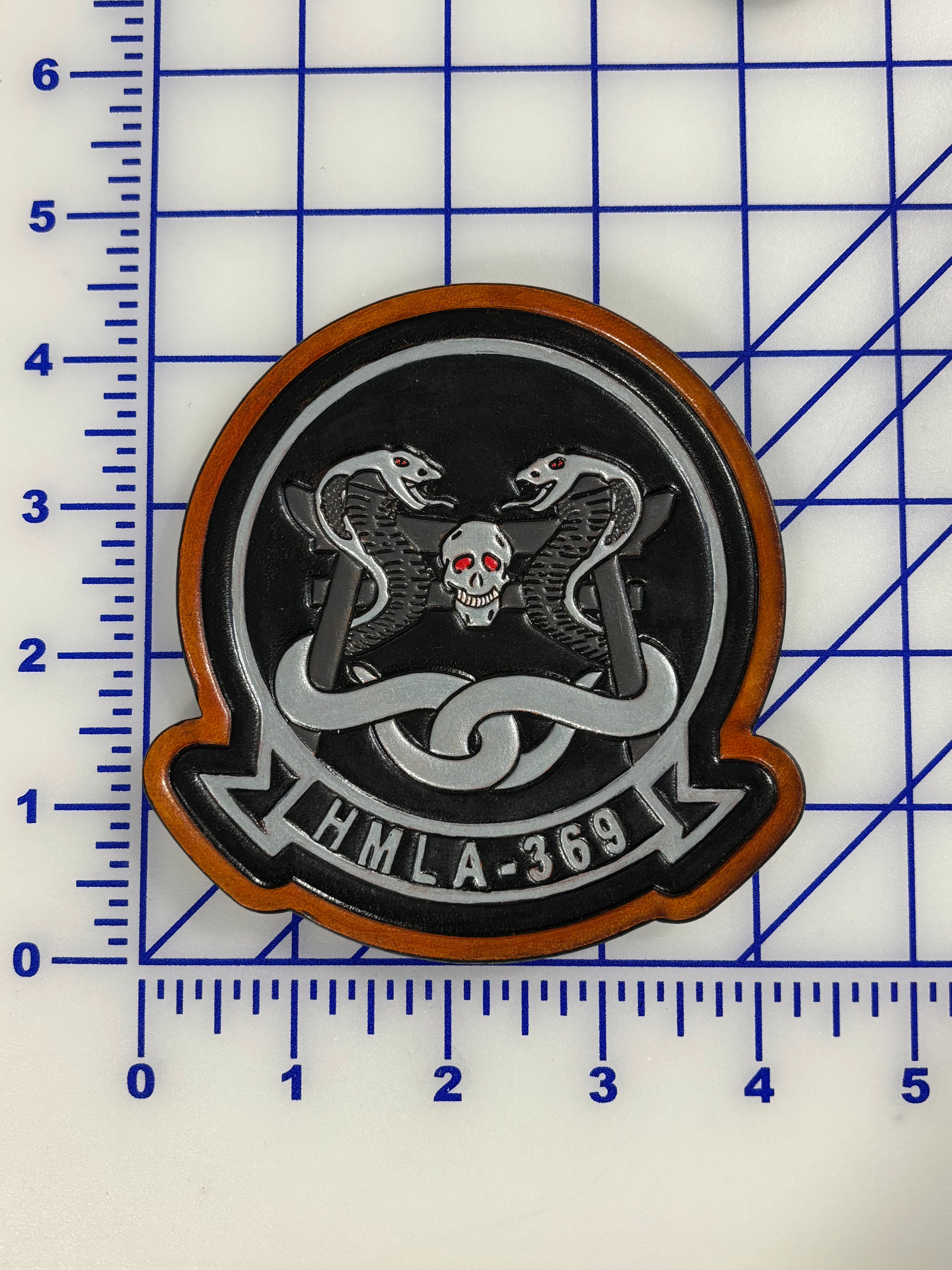 Officially Licensed USMC HMLA-369 Gunfighters Leather Patch