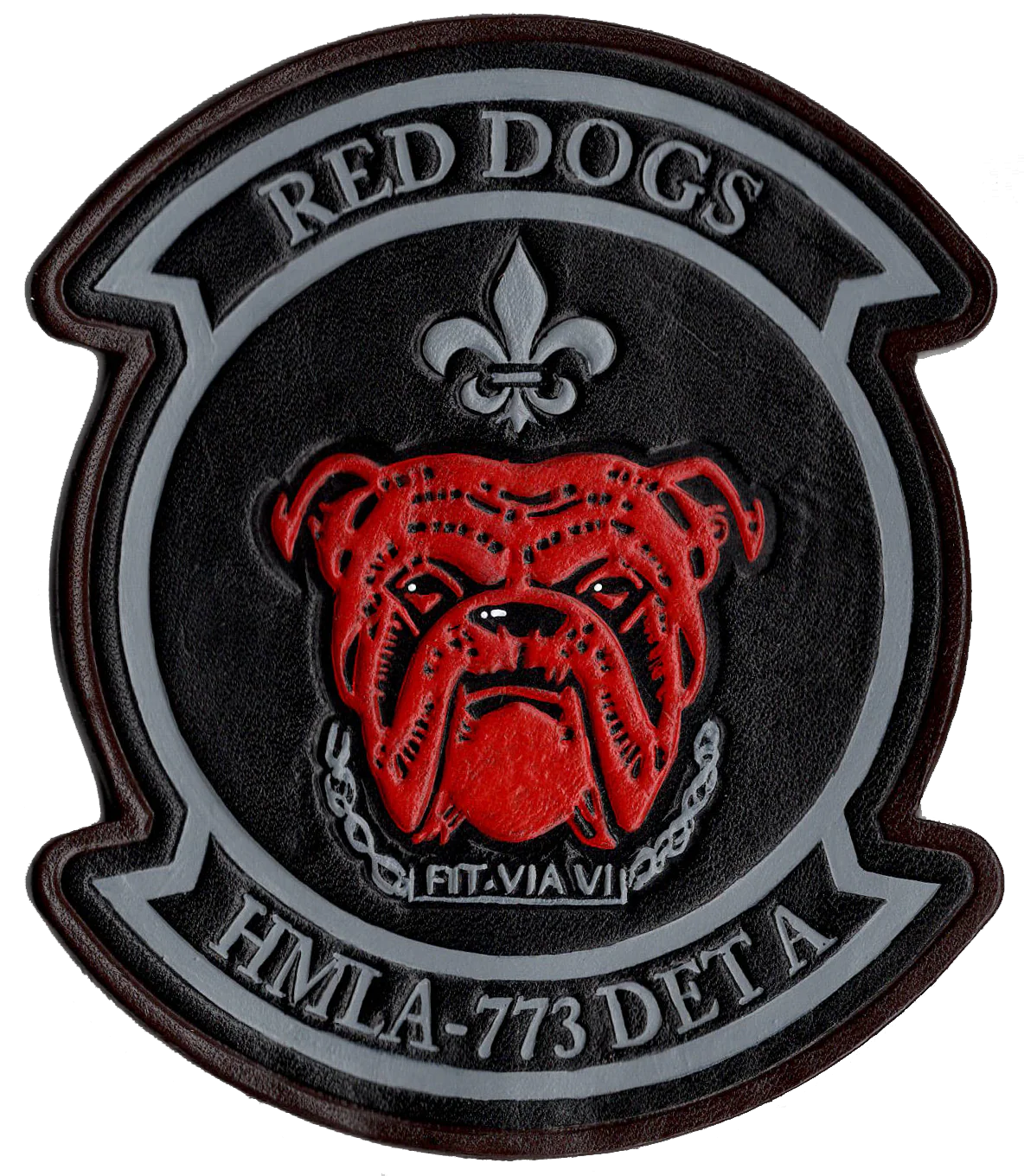 Officially Licensed HMLA-773 Det A Red Dogs Hand Painted Leather Patch