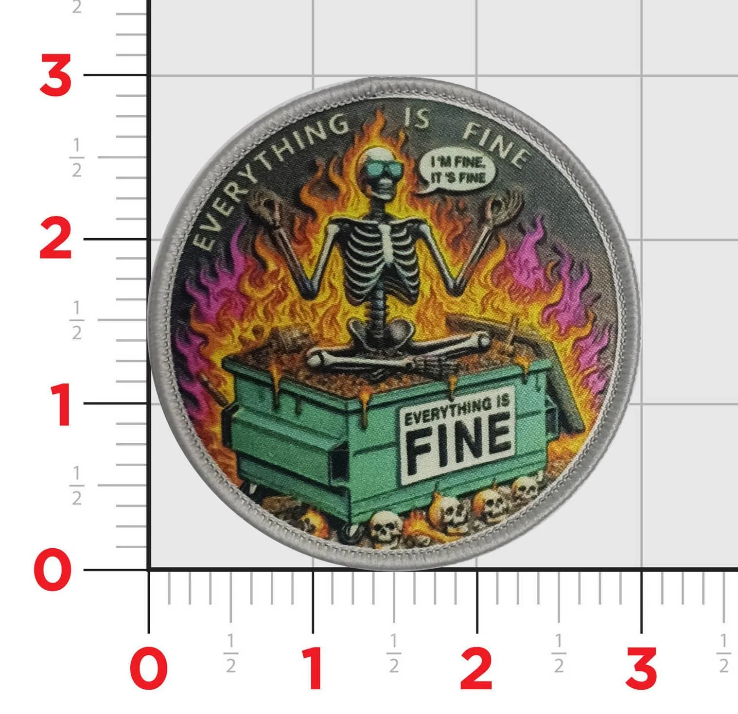 Everything Is Fine Dumpster Fire Shoulder Patch