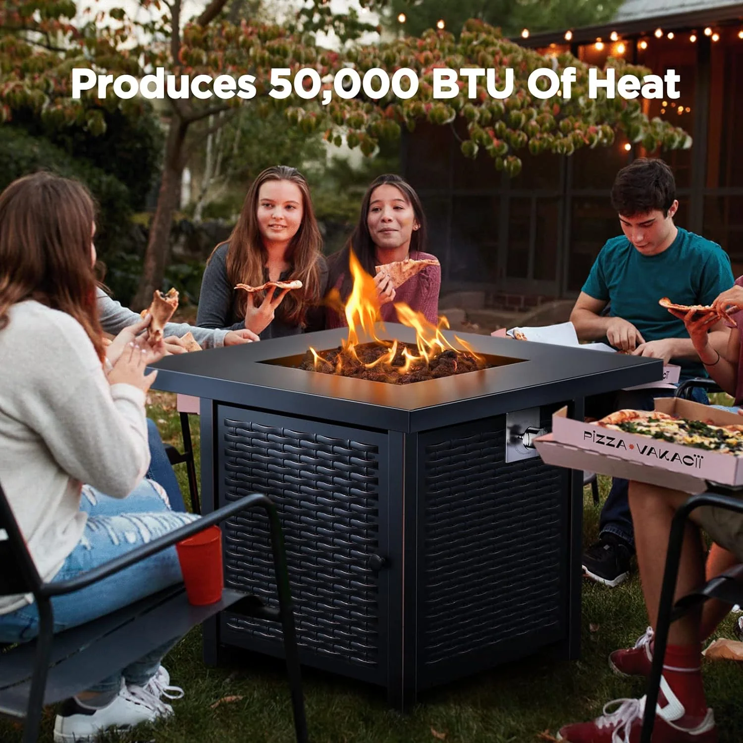 2025 Gas Fire Pit Table, 50,000 BTU Outdoor Propane Fire Pit