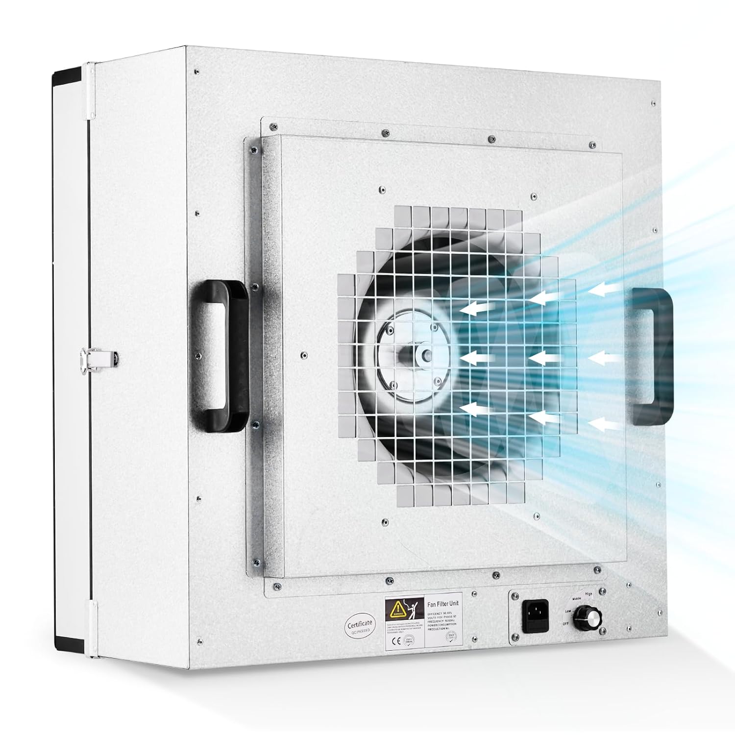 Laminar Flow Hood, H-14 HEPA Filter with Safety Locks, Class 100/ ISO Class 5 Cleanliness, Fan Filter Unit 22.6x22.6in Flow Hood Mycology/Clean Room/Laboratory 110V