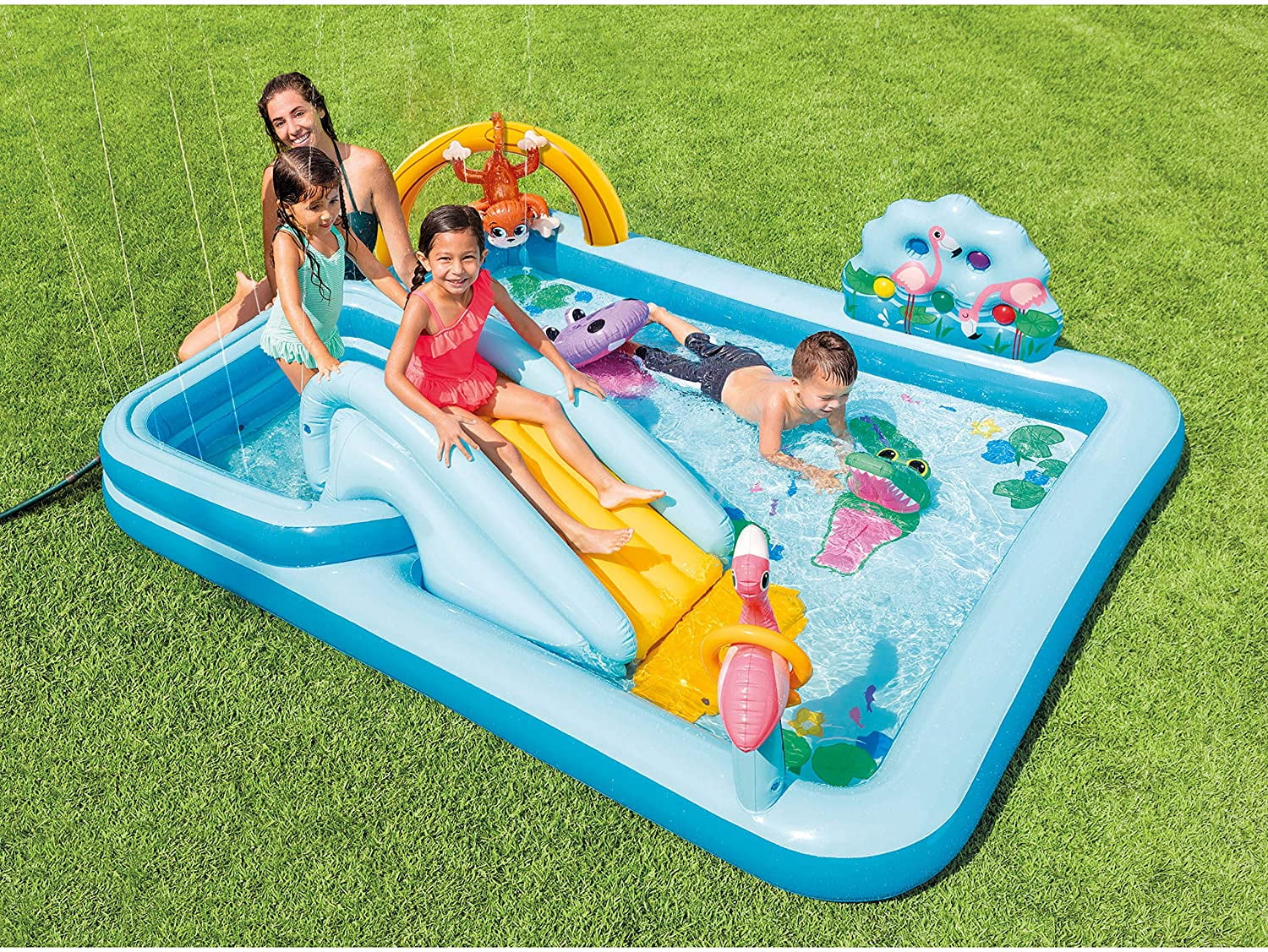 Inflatable Jungle Adventure Play Center – 96′′ x 78′′ x 28′′ – Kiddie Pool for Ages 2 and Up