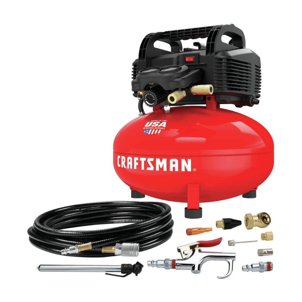Craftsman 6 Gallon Pancake Air Compressor, Oil-Free, 150 PSI, Portable with Accessory Kit