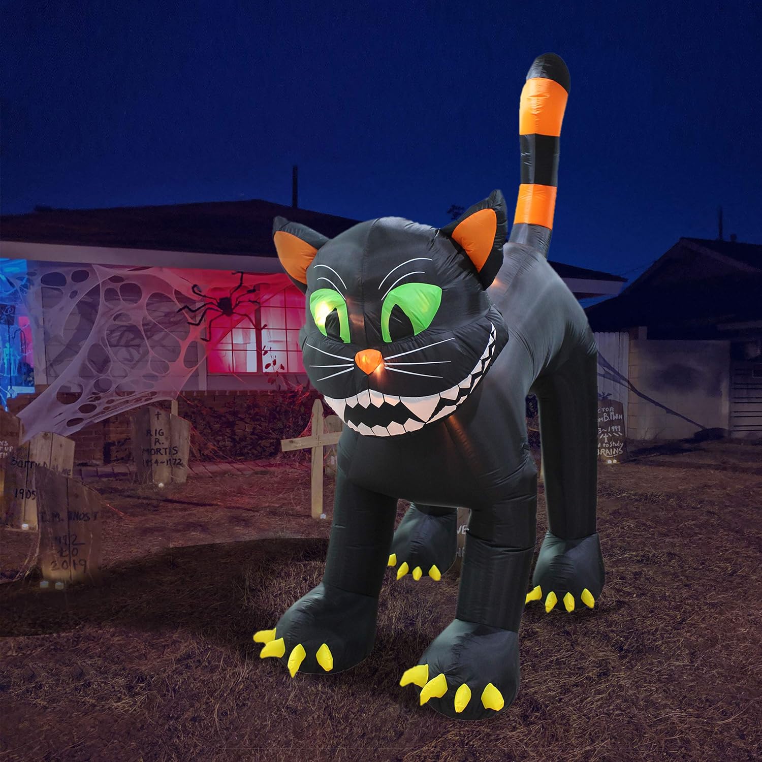 2025 11 Foot Tall Animated Halloween Inflatable Black Cat
