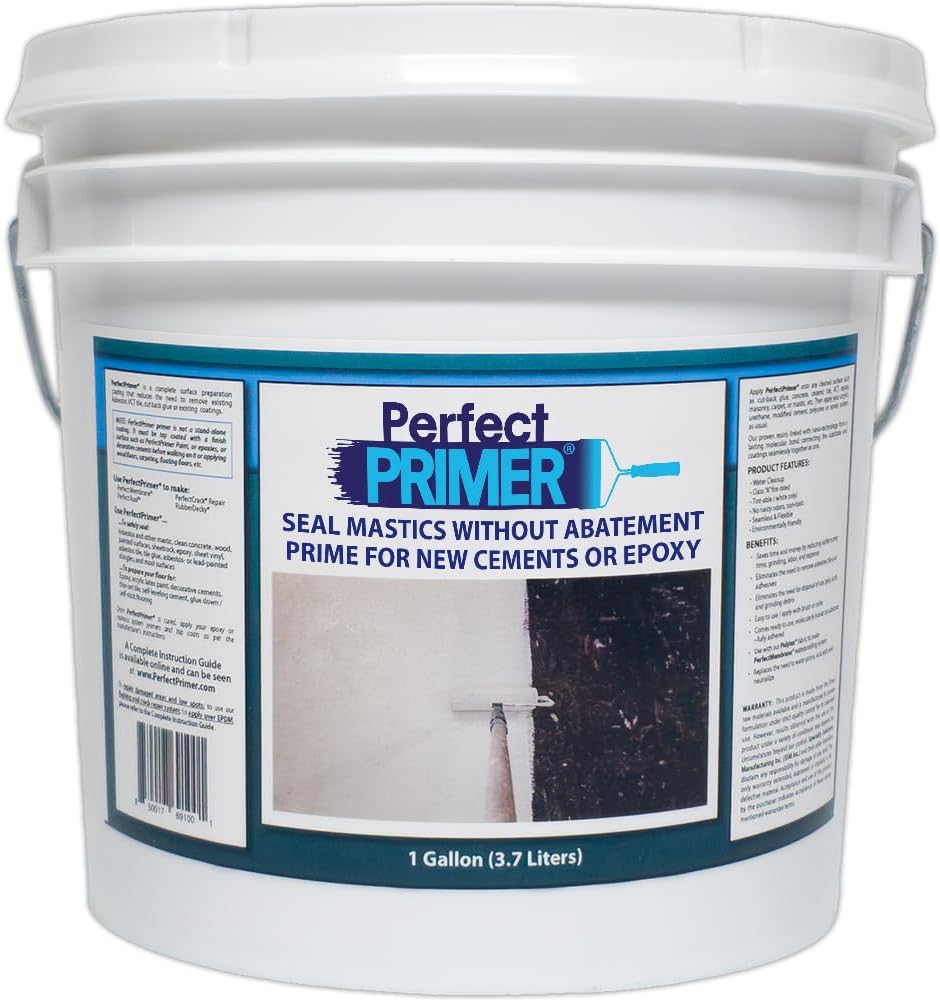 2025 The Only Encapsulant that Seals Non-Friable Black Mastic and Primes for New Paint, Epoxy, Tile, Leveling Cements, and more. 1 Gallon (Light Grey)