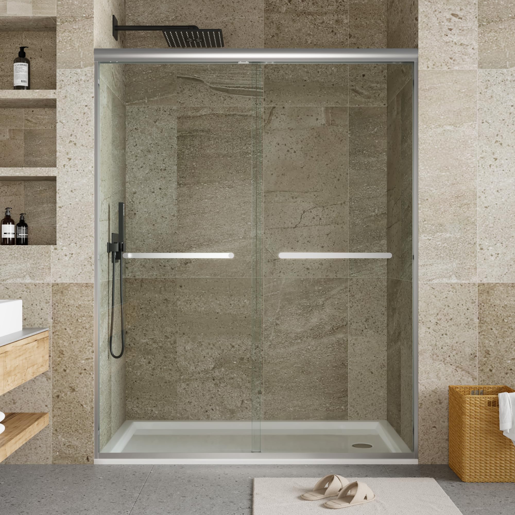 2025 Garvee Frameless Sliding Shower Door,56-60