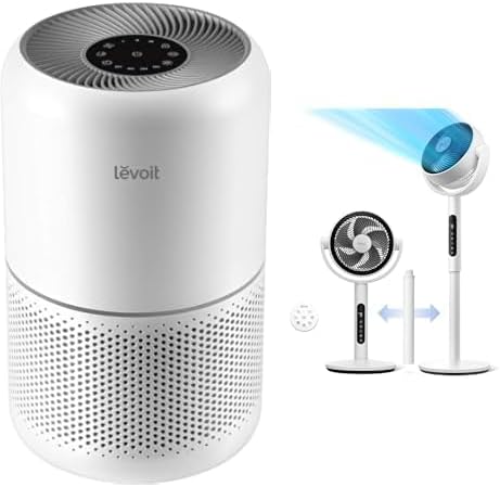 Air Purifier for Home Allergies Pets Hair in Bedroom & Standing Fan for Bedroom, 82ft CirculAir 120° Oscillating Fan