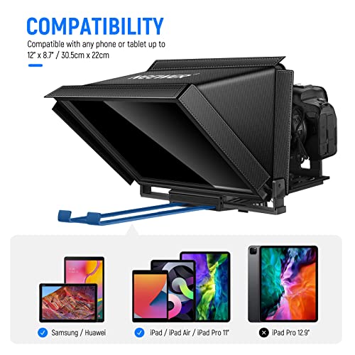 Neewer X12 Aluminum Alloy Teleprompter for iPad Tablet Smartphone DSLR Cameras with Remote Control