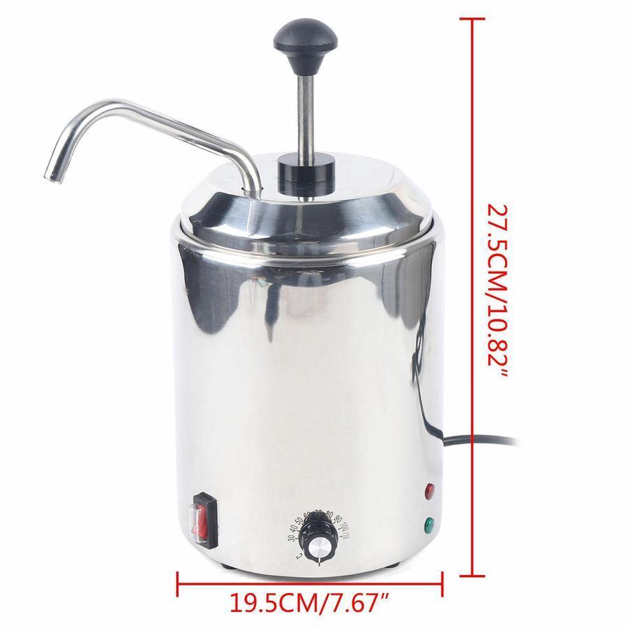 2.6 Qt Melted Butter Dispenser Nacho Cheese Warmer Popcorn Condiment Melter Warmer Pump Dispenser Nacho Cheese Sauce Melter Pump W/Heated Spout