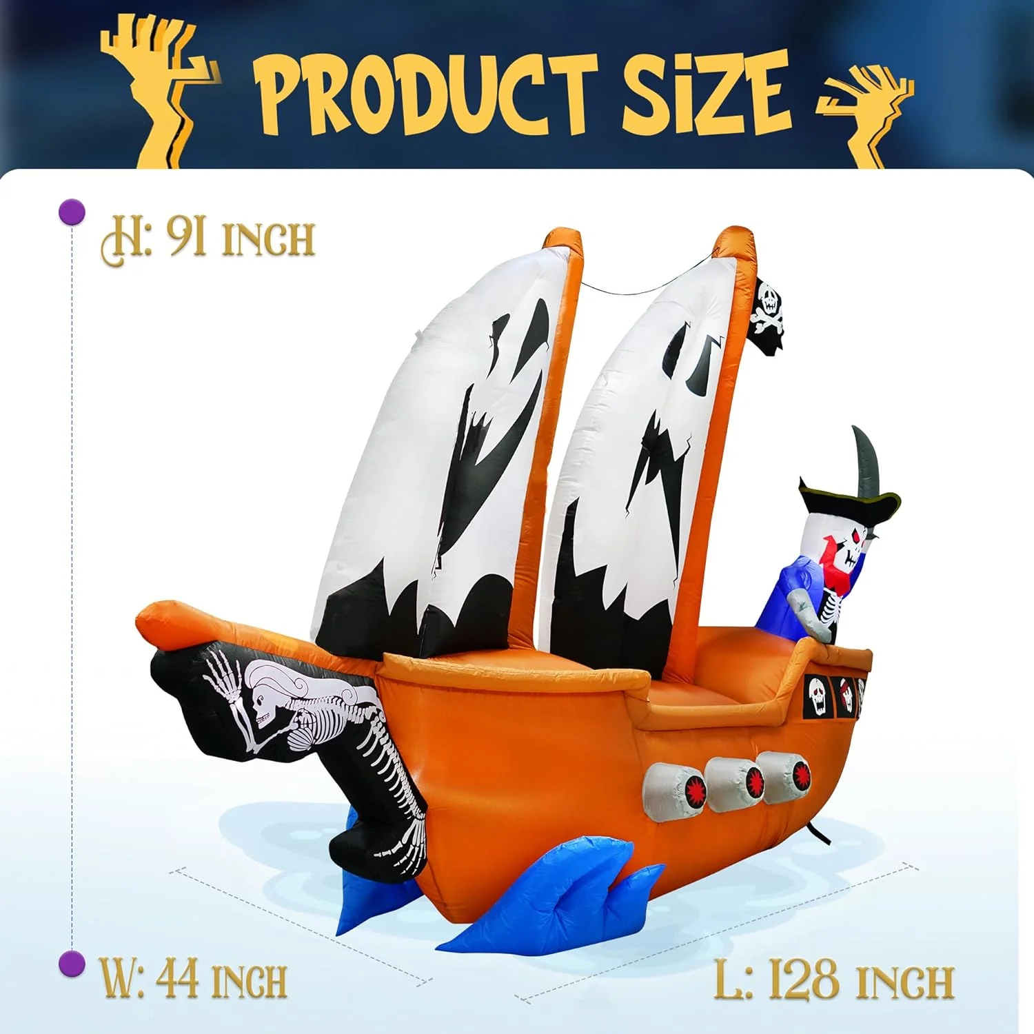 2025 10ft Halloween Inflatable Pirate Ship Decoration