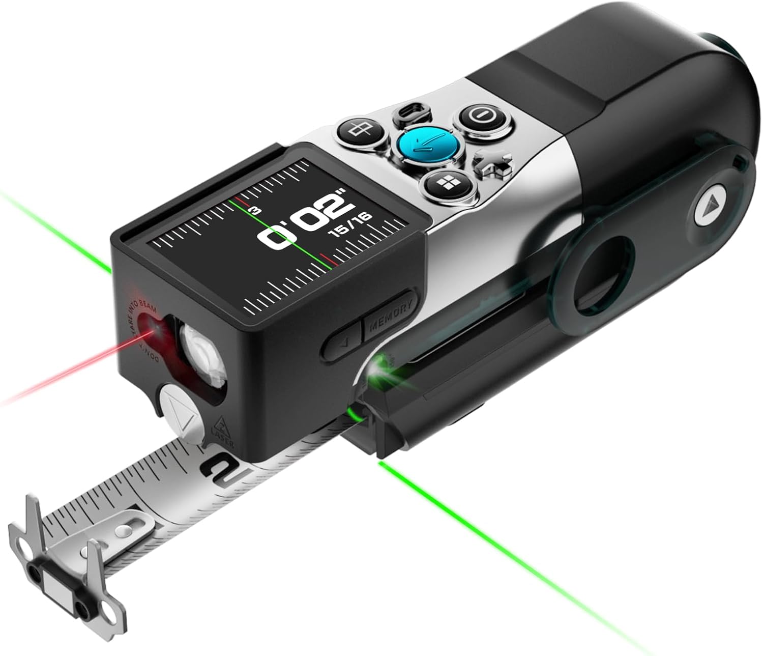 XTAPE1 Digital Tape Measure, Professional 330Ft Laser Measuring Tool & 12Ft Measuring Tape with Green Laser Extension, Instant Digital Readout, P2P, App Sync, Replaceable Blades Module