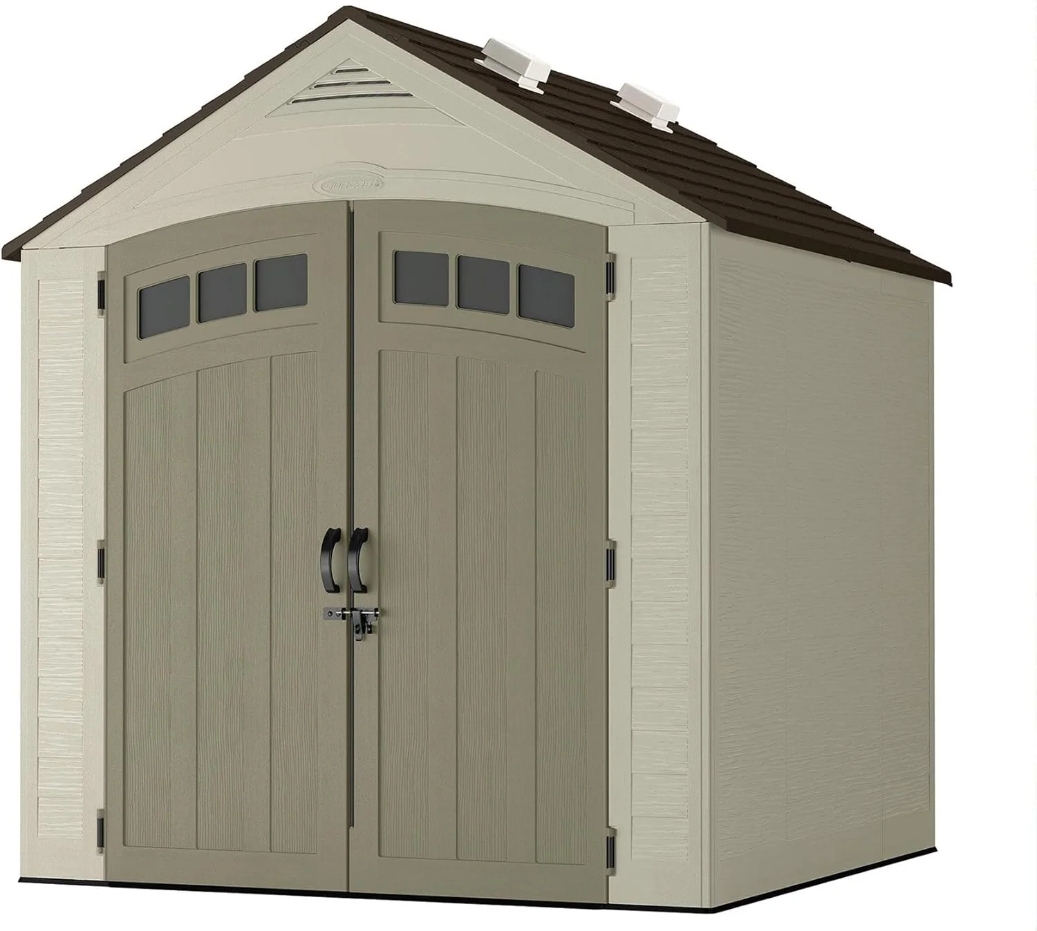 7x7 Storage Shed with Multi-Wall Resin Panels, 4 Skylights, IllumiVent System, and Pad-Lockable Doors, 84quot; D x 84quot; W x 98